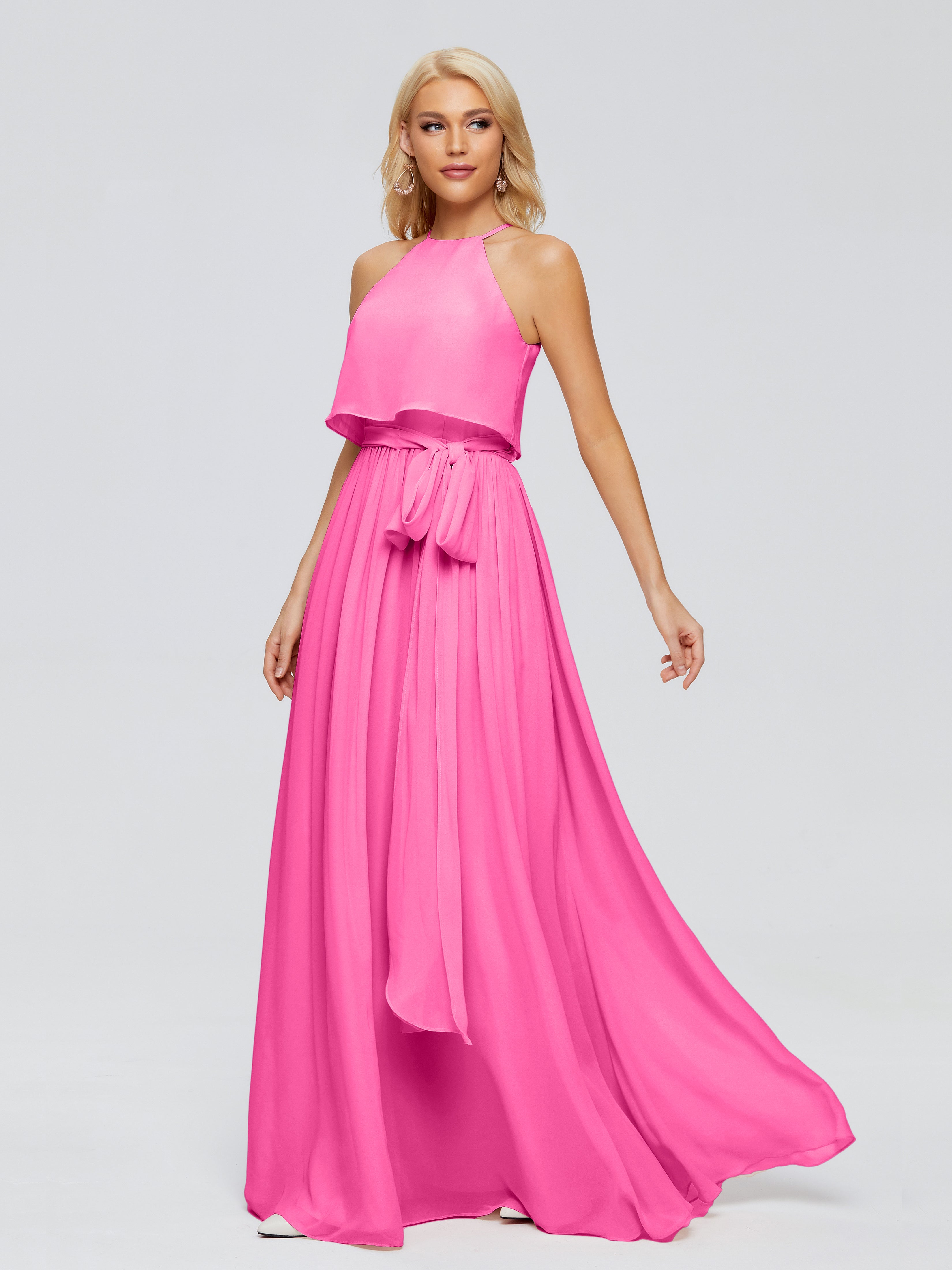 Robe Demoiselle D Honneur Azalée Trapèze Licou Mousseline Robes Demoiselle D'Honneur
