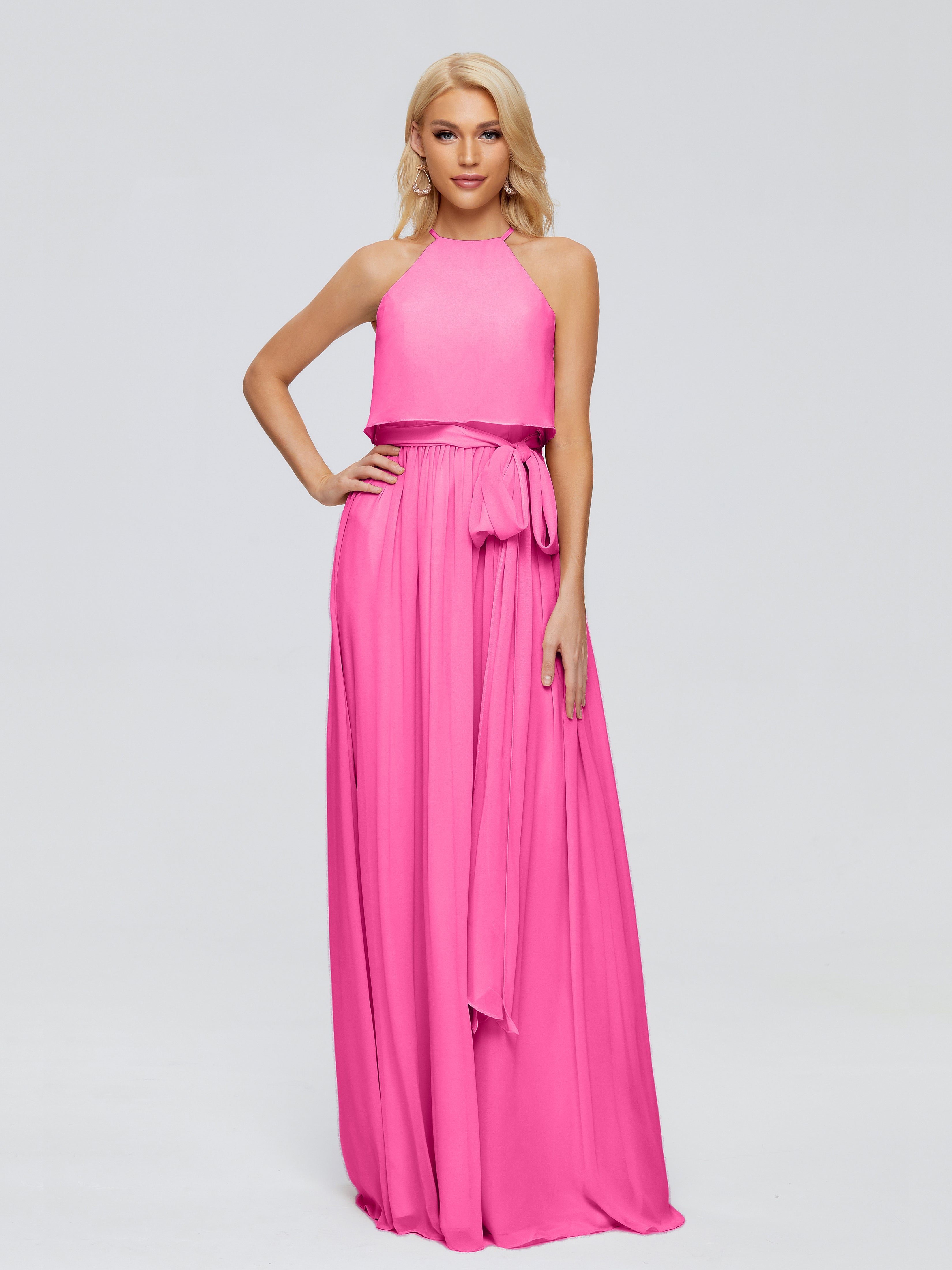 Robe Demoiselle D Honneur Azalée Trapèze Licou Mousseline Robes Demoiselle D'Honneur