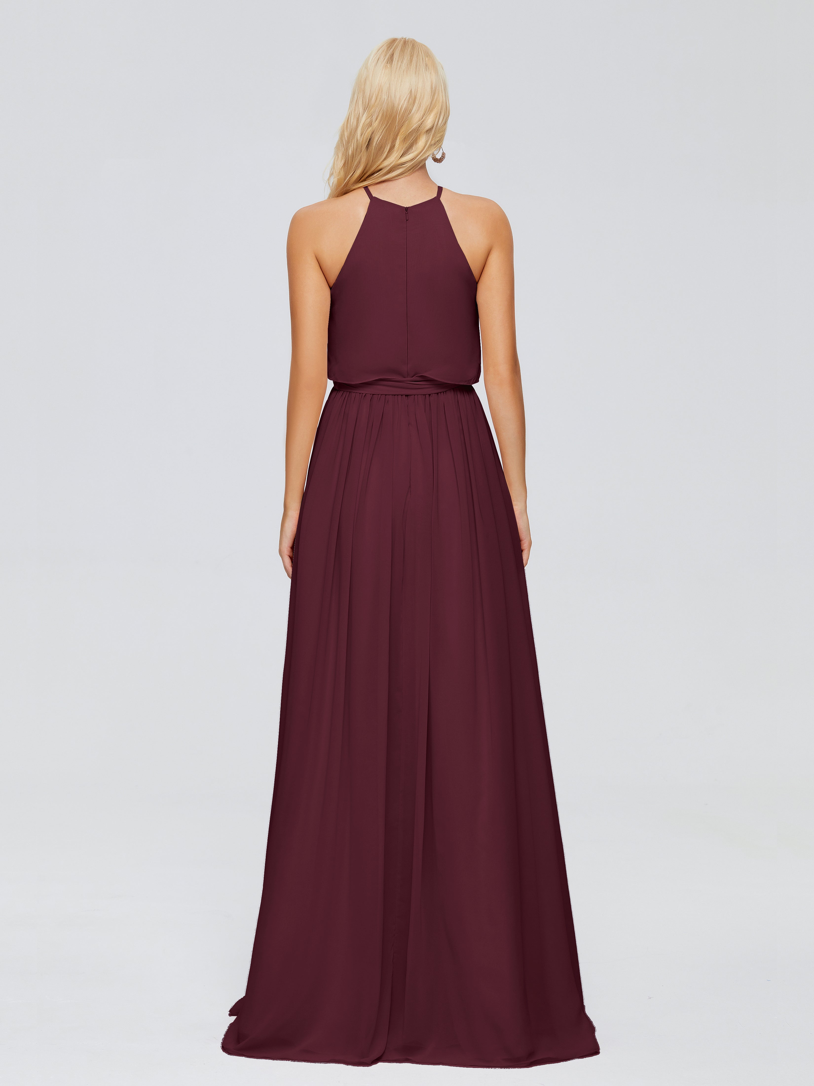 Robes De Demoiselle D'Honneur Cabernet Trapèze Licou Mousseline Robes Demoiselle D'Honneur