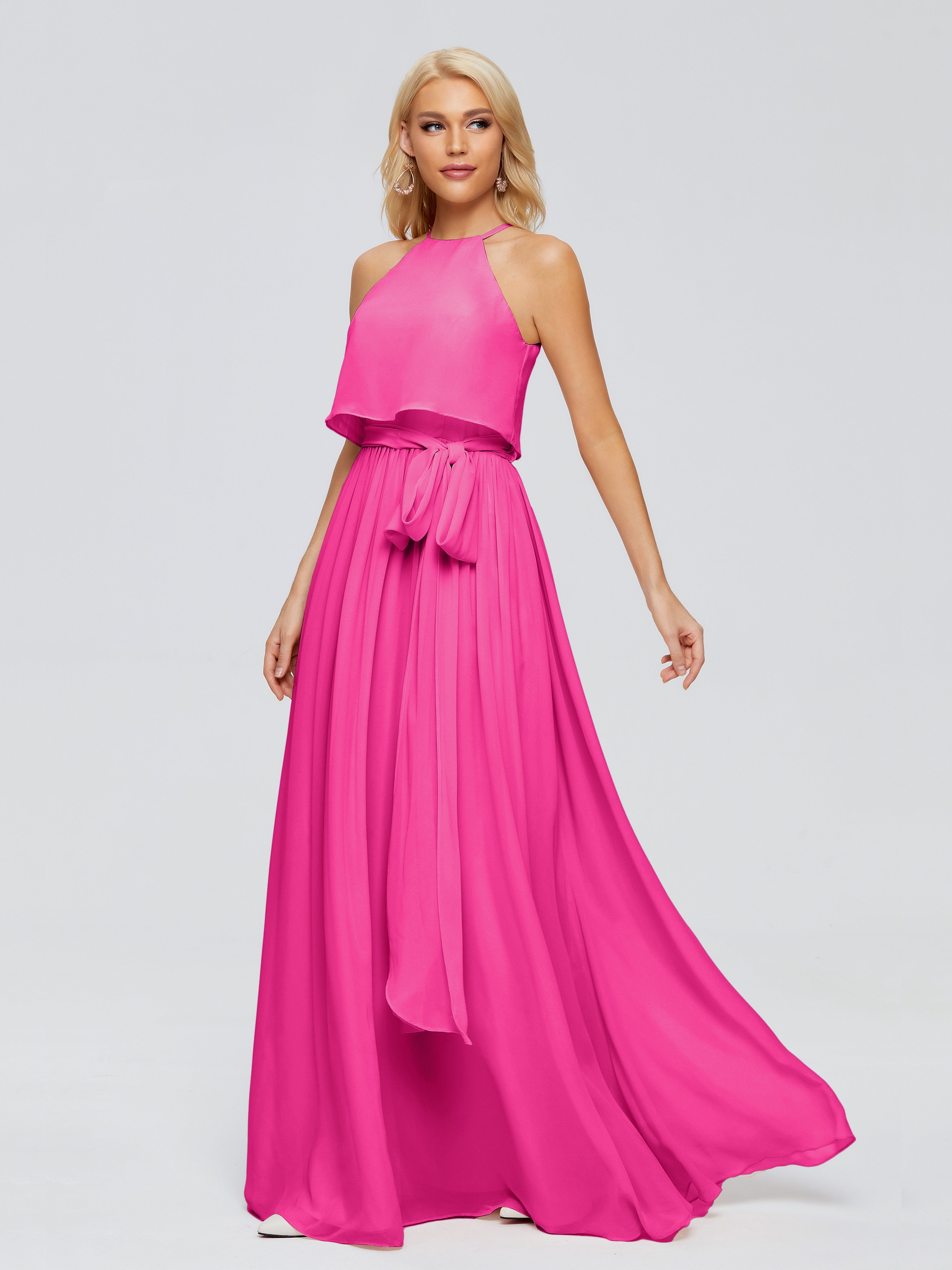 Robe Demoiselle D Honneur Azalée Trapèze Licou Mousseline Robes Demoiselle D'Honneur