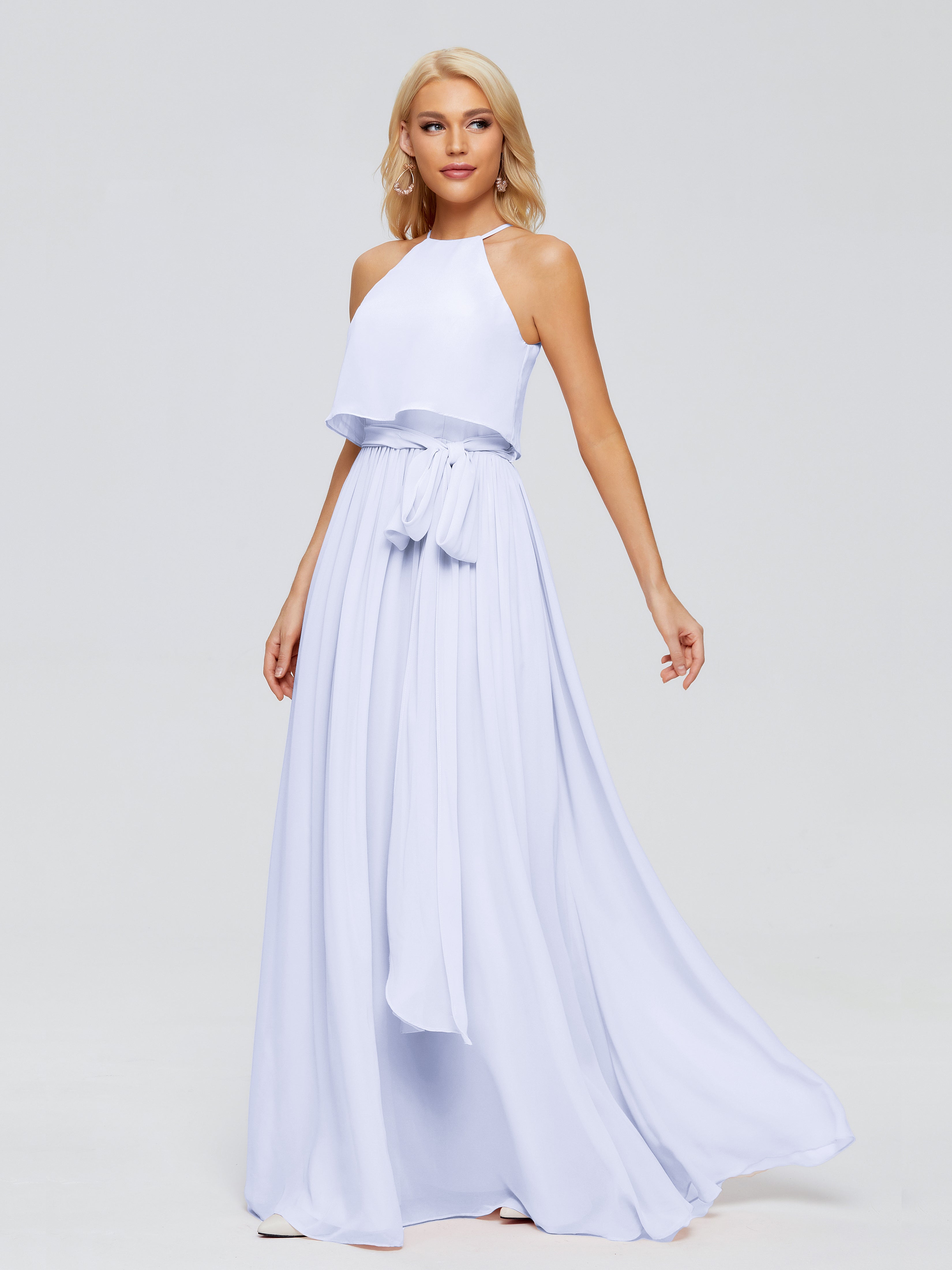 Robe Demoiselle D Honneur Couleur Lavande Trapèze Licou Mousseline Robes Demoiselle D'Honneur