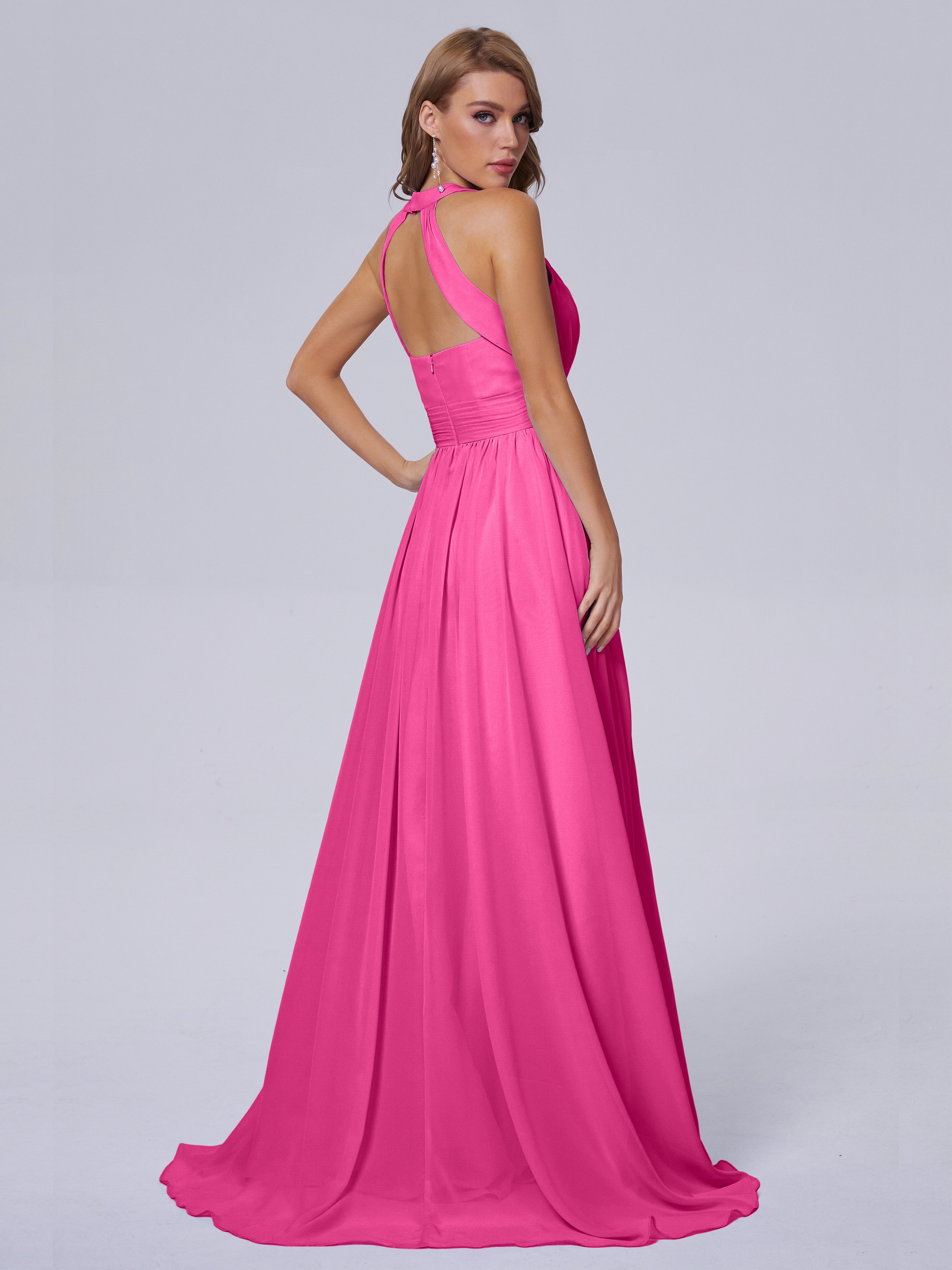 Robe Demoiselle D Honneur Azalée Balayage Traîne Mousseline Robes Demoiselle D'Honneur