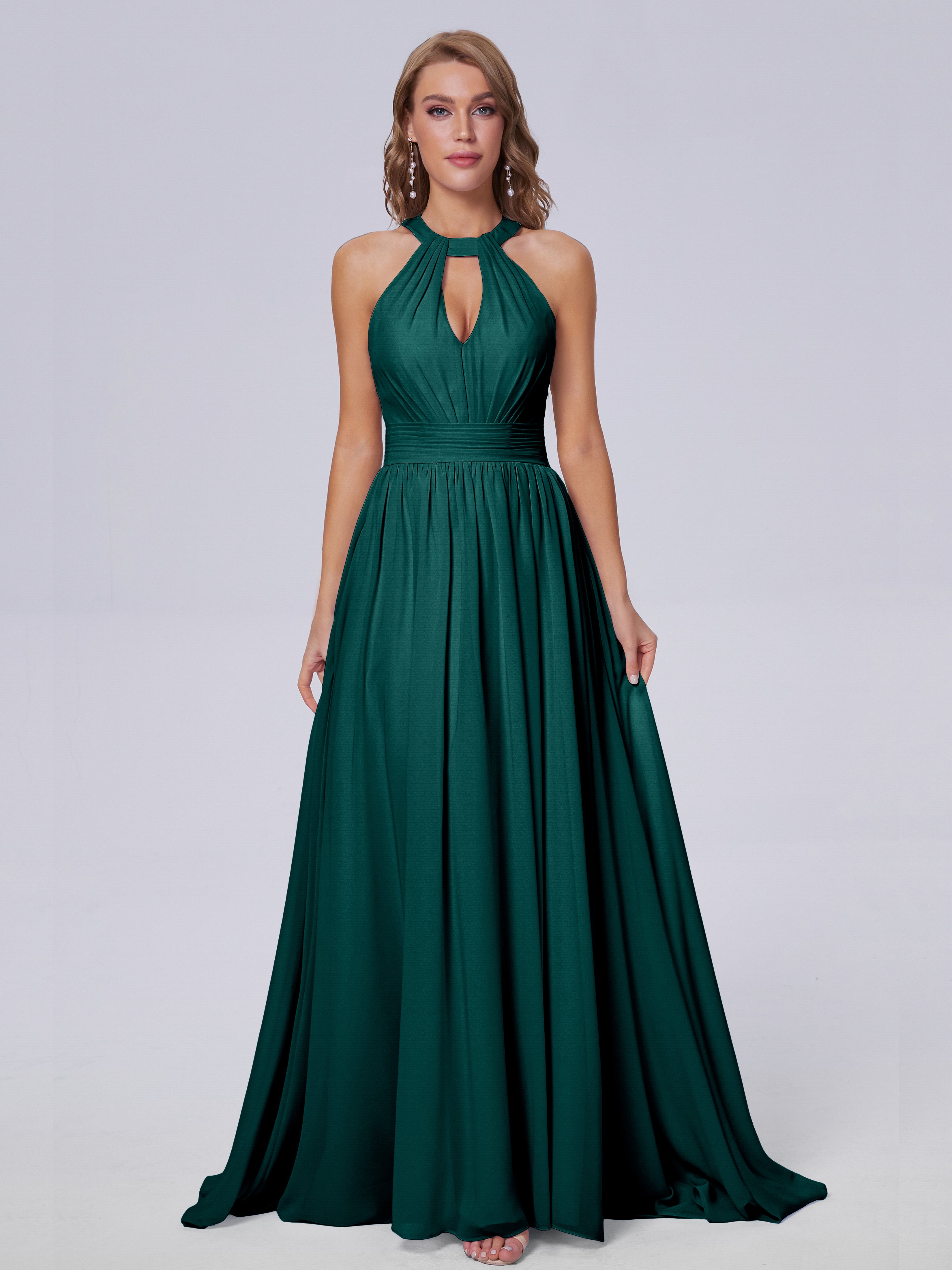 Demoiselle D'Honneur De Paon Balayage Traîne Mousseline Robes Demoiselle D'Honneur