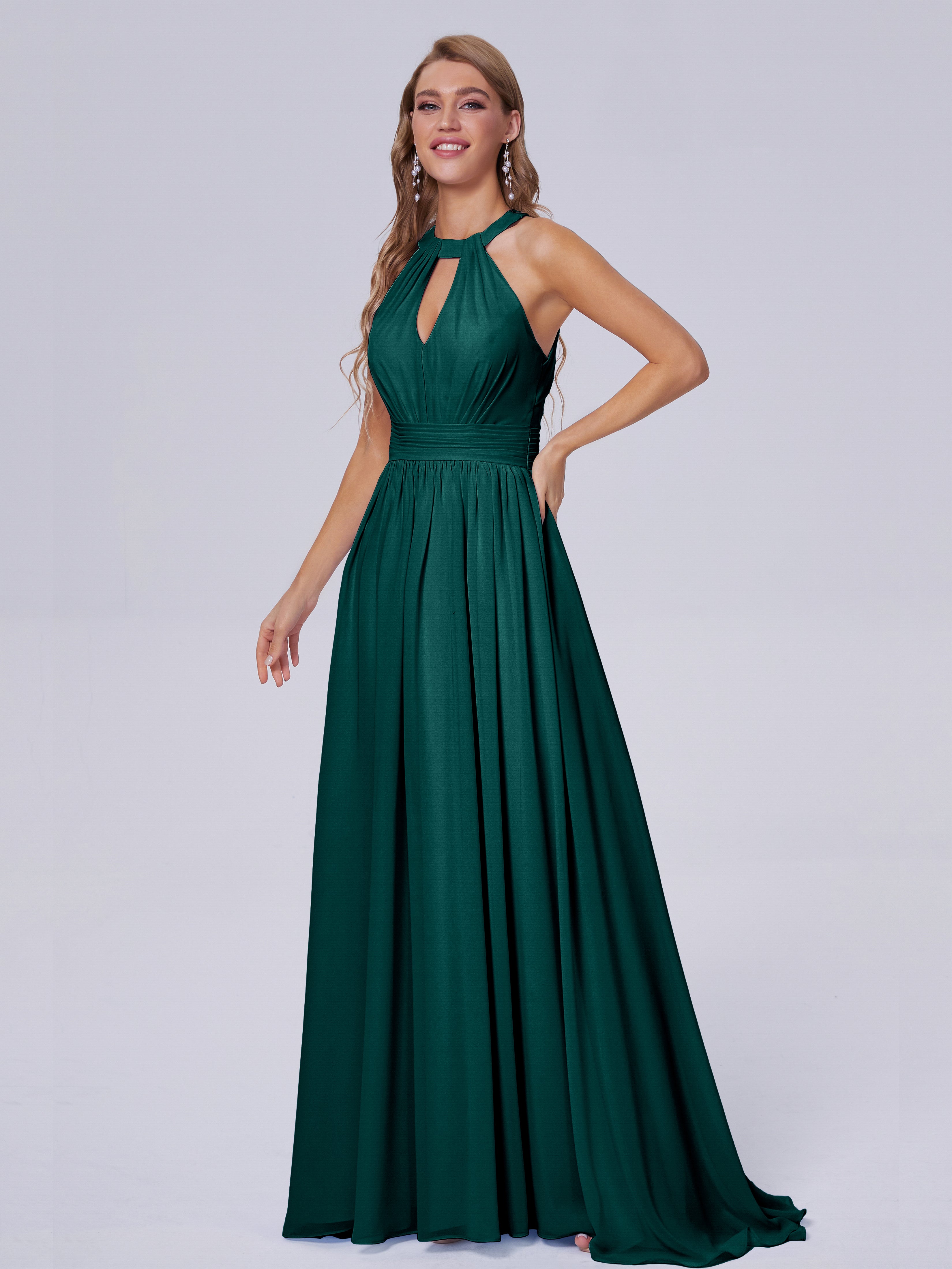 Demoiselle D'Honneur De Paon Balayage Traîne Mousseline Robes Demoiselle D'Honneur
