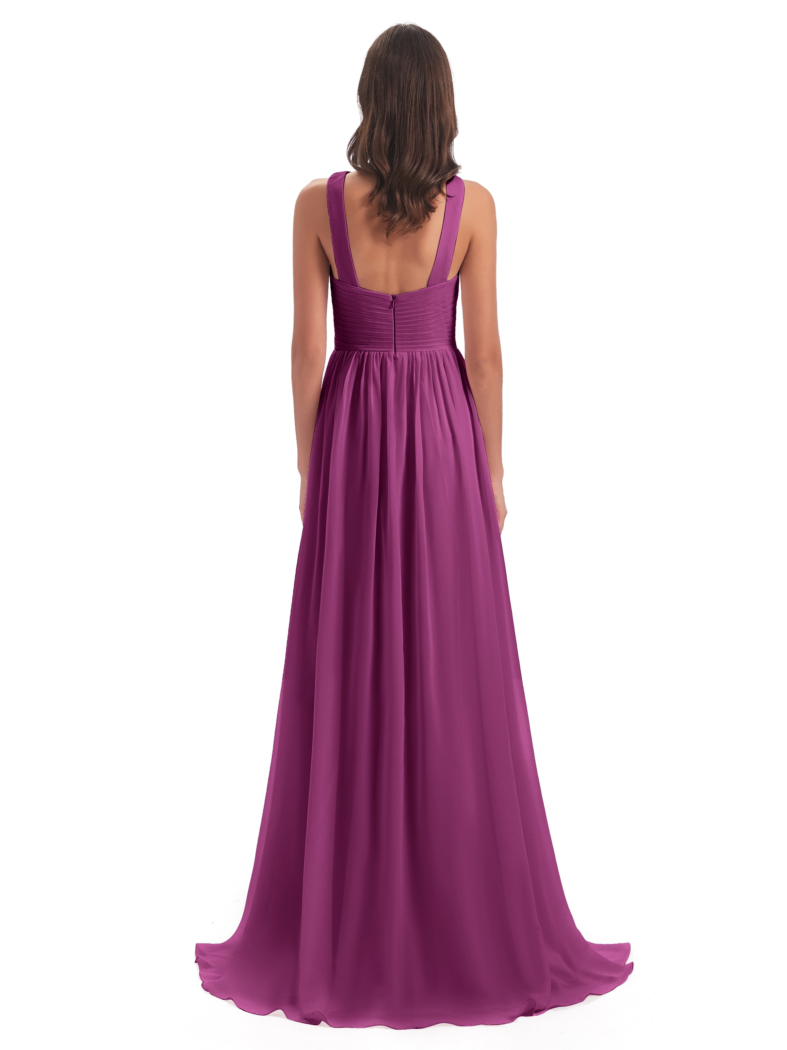 Robes De Demoiselle D'Honneur Orchidée Balayage/Pinceau Traîne Bretelle Mousseline Robes Demoiselle D'Honneur