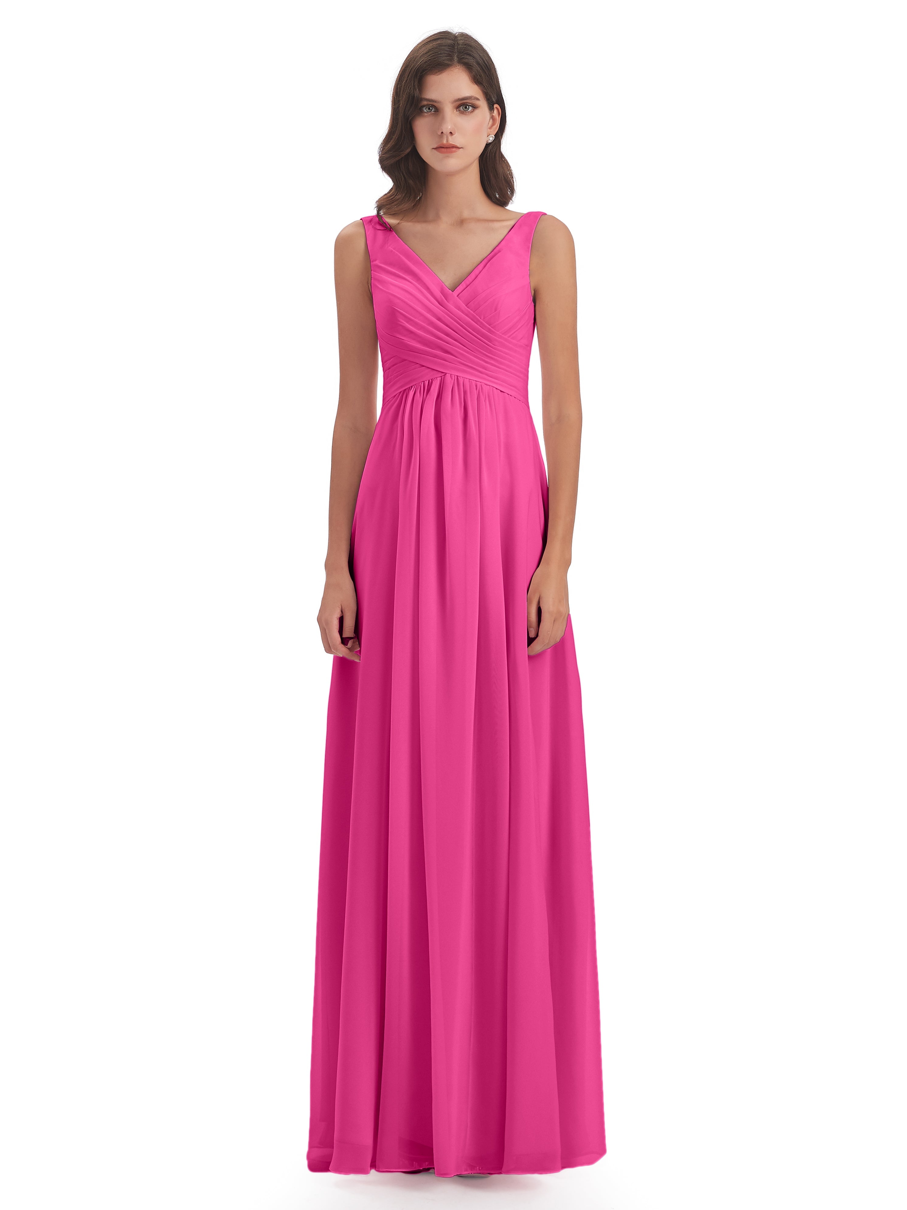 Robe Demoiselle D Honneur Azalée Col V Fendue Mousseline Robes Demoiselle D'Honneur