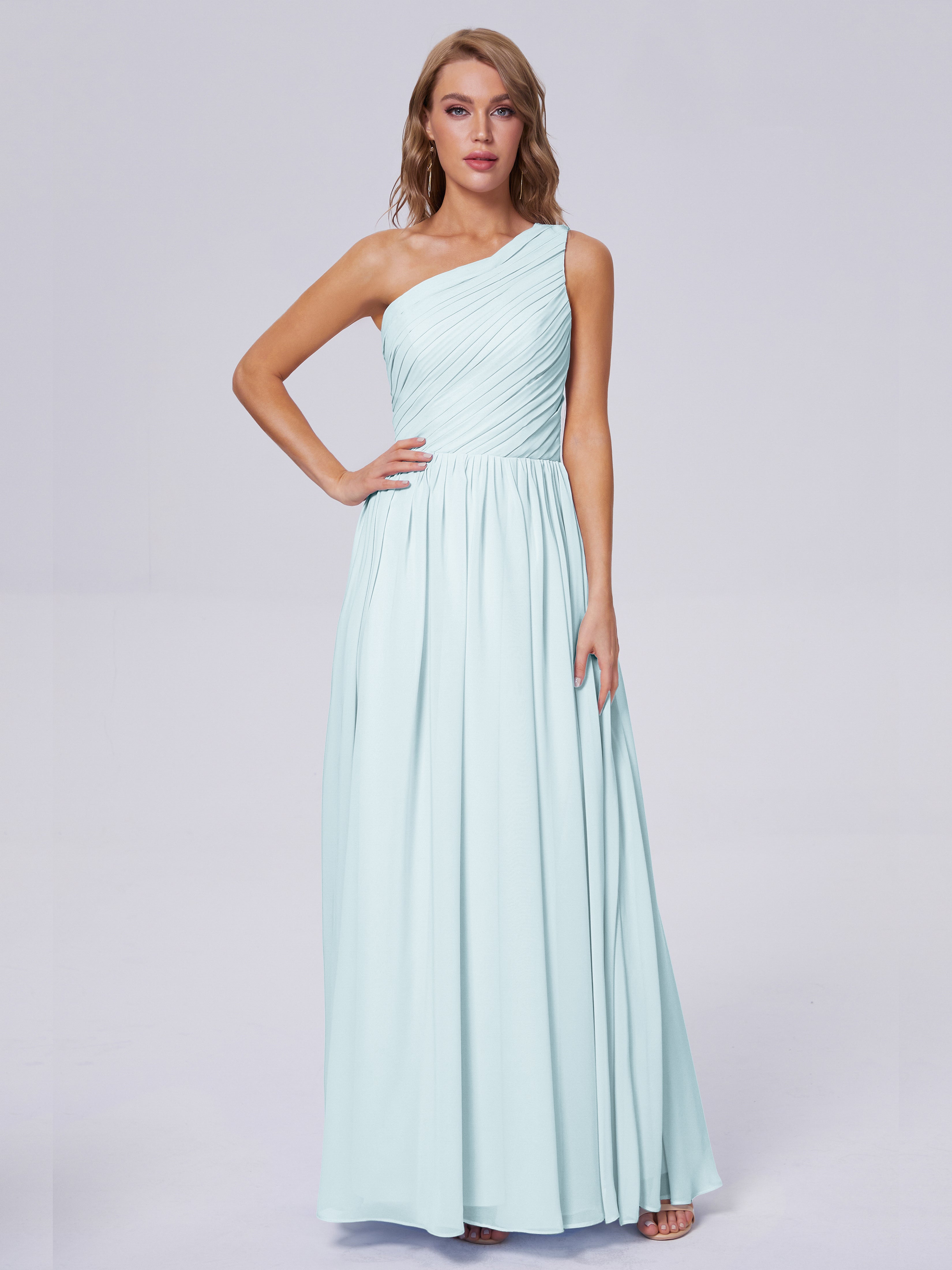 Robe De Demoiselle D'Honneur Brume Seule-Épaule Mousseline Robes Demoiselle D'Honneur