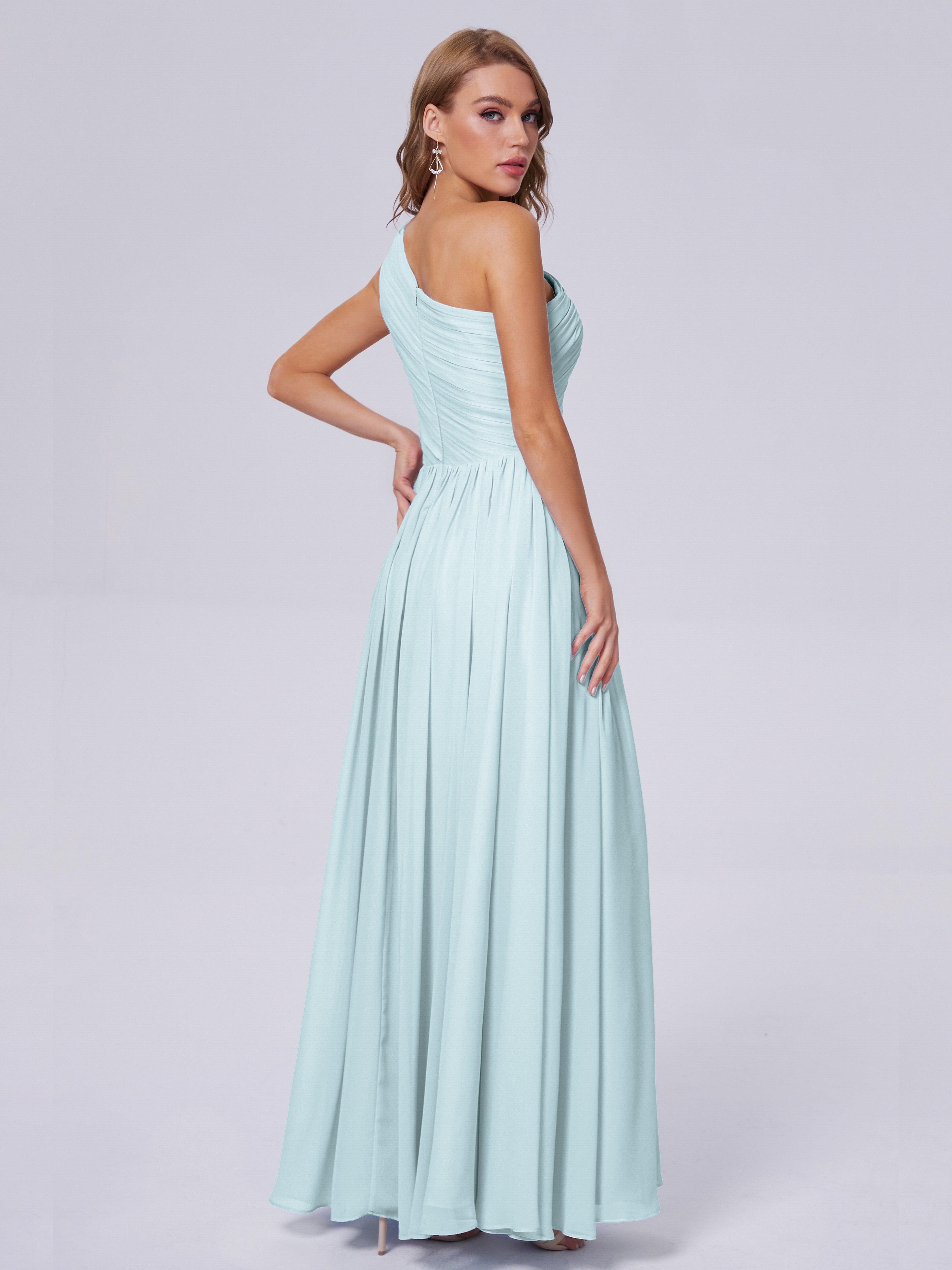 Robe De Demoiselle D'Honneur Brume Seule-Épaule Mousseline Robes Demoiselle D'Honneur