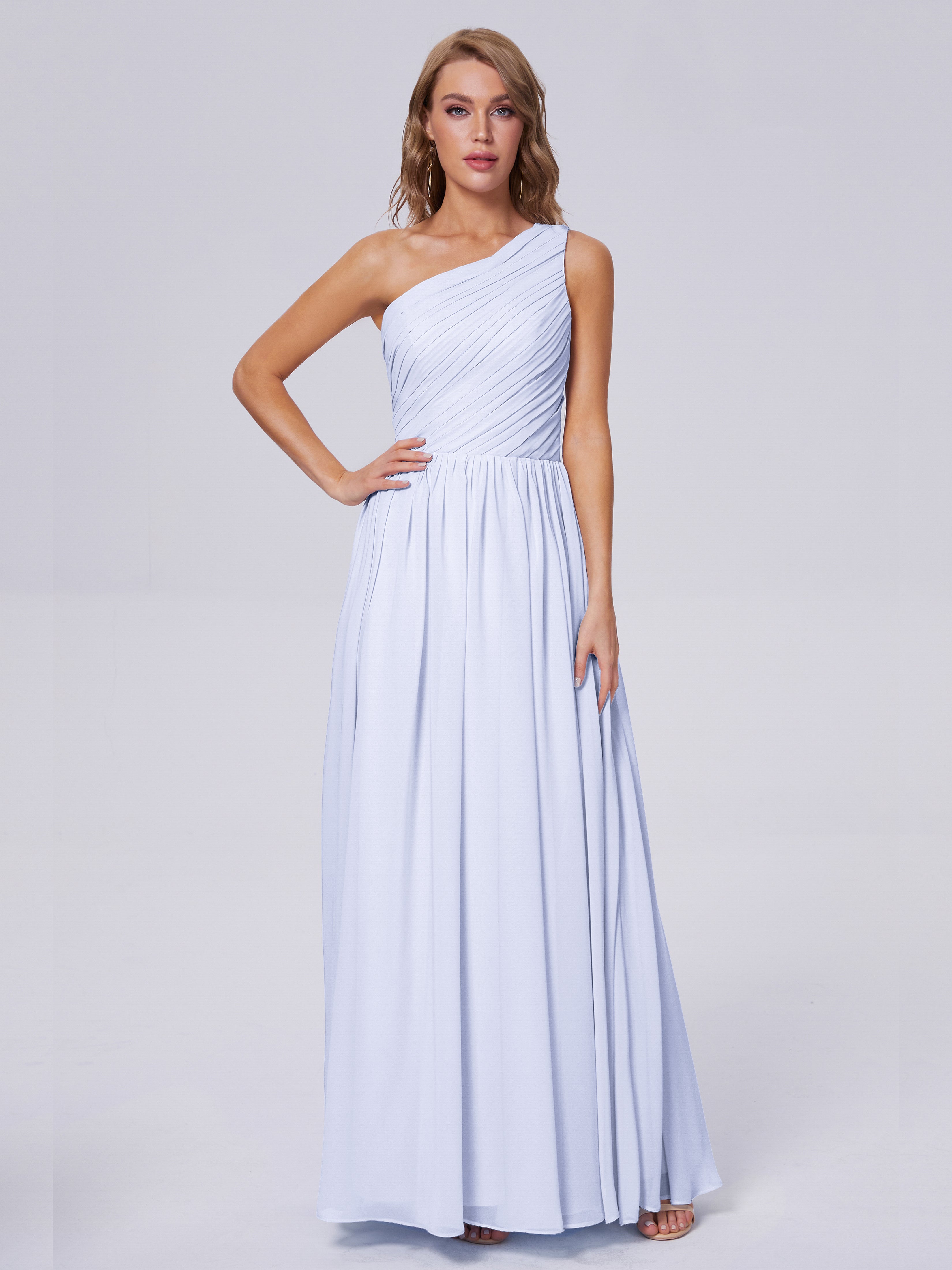 Robe Demoiselle D Honneur Couleur Lavande Seule-Épaule Mousseline Robes Demoiselle D'Honneur