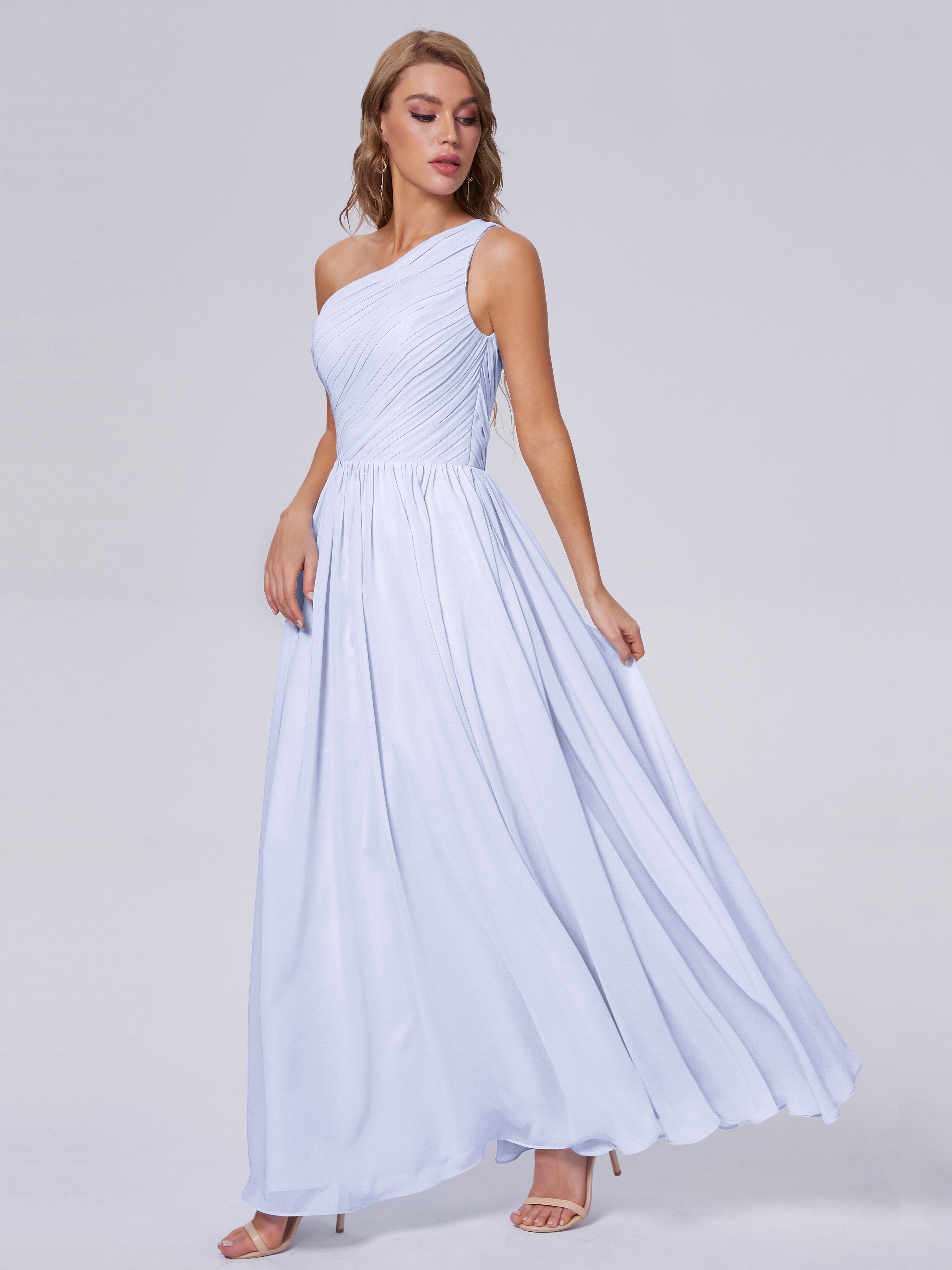 Robe Demoiselle D Honneur Couleur Lavande Seule-Épaule Mousseline Robes Demoiselle D'Honneur