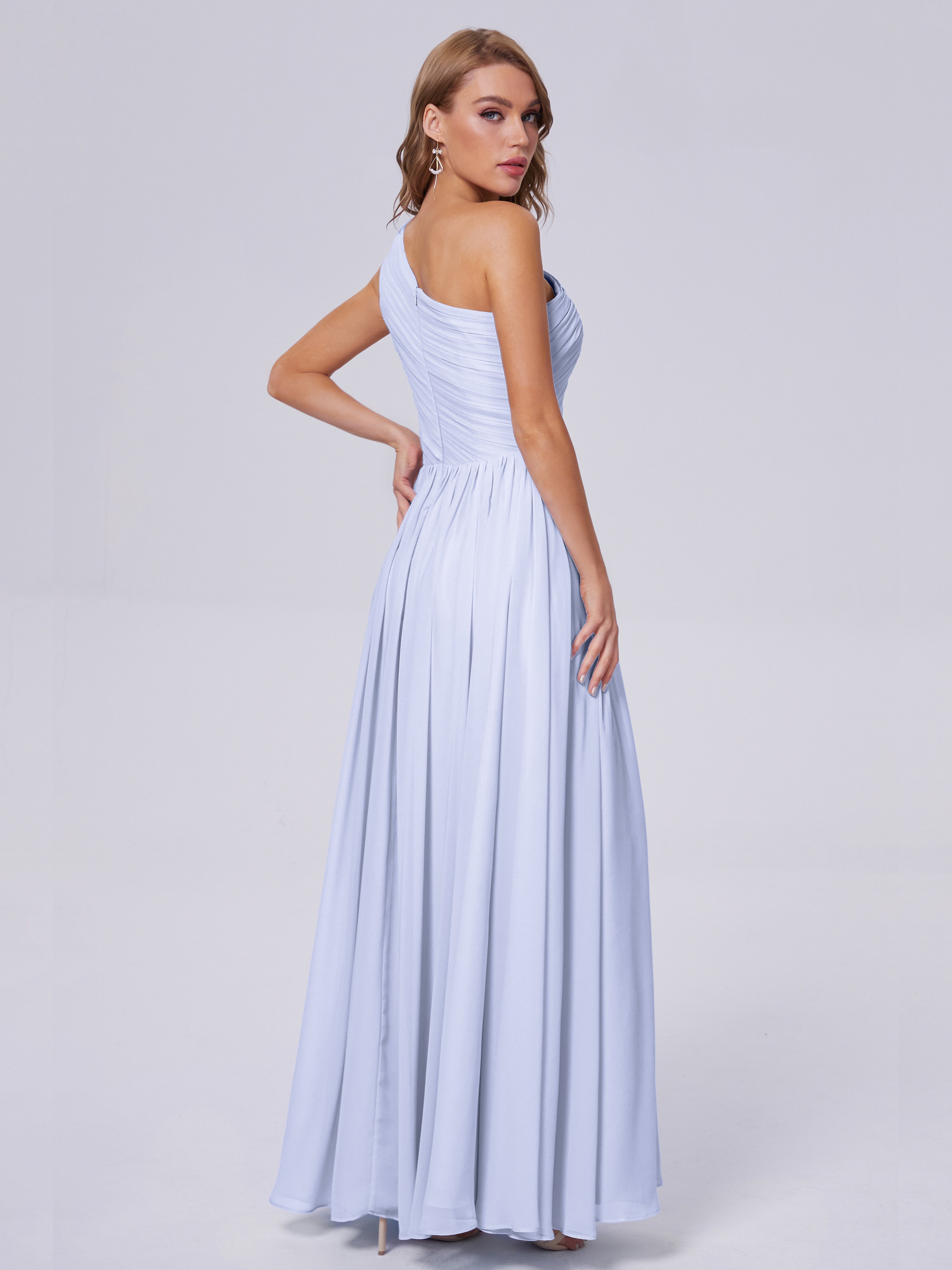 Robe Demoiselle D Honneur Couleur Lavande Seule-Épaule Mousseline Robes Demoiselle D'Honneur