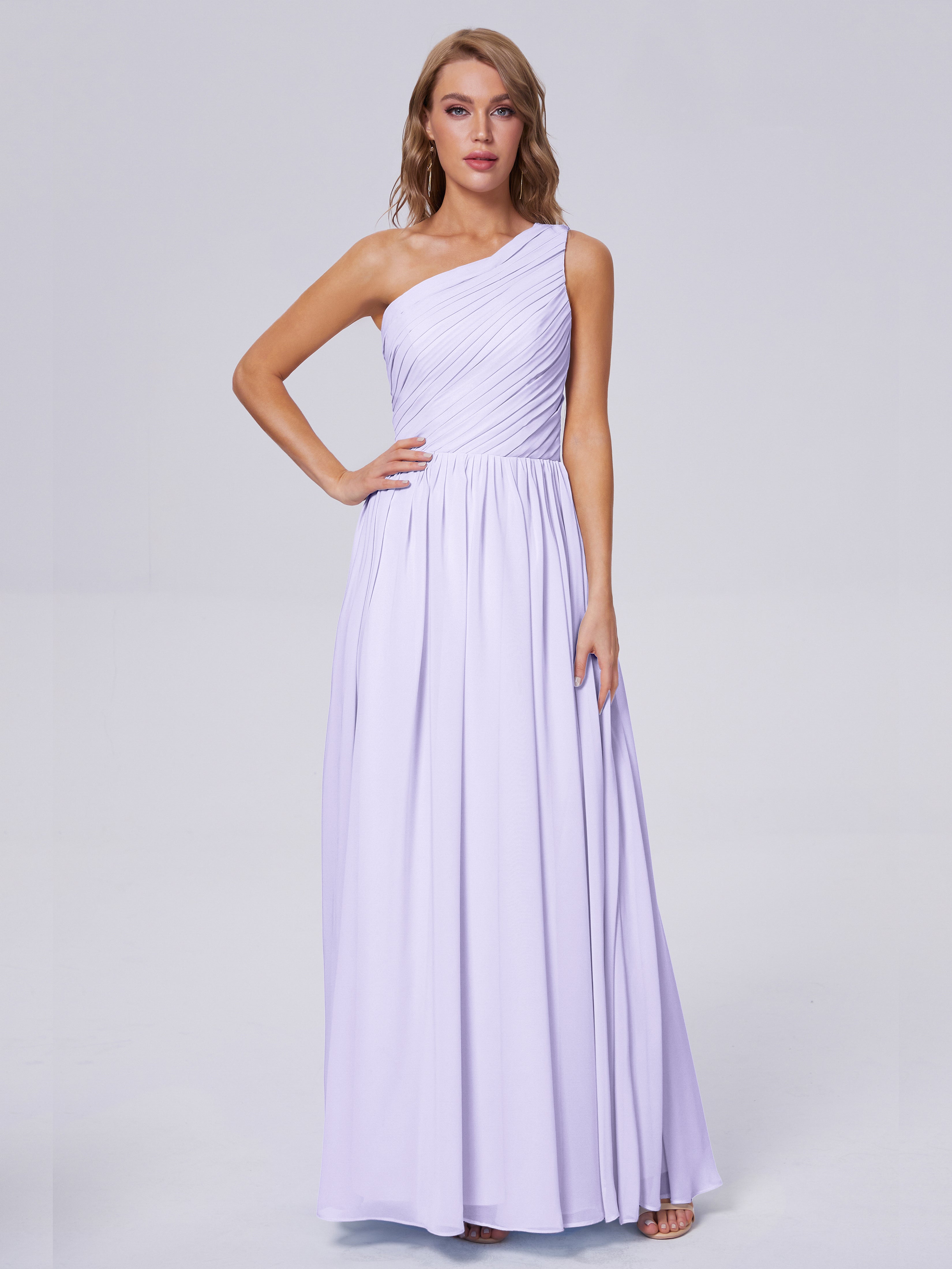 Robe Demoiselle Honneur Lilas Seule-Épaule Mousseline Robes Demoiselle D'Honneur