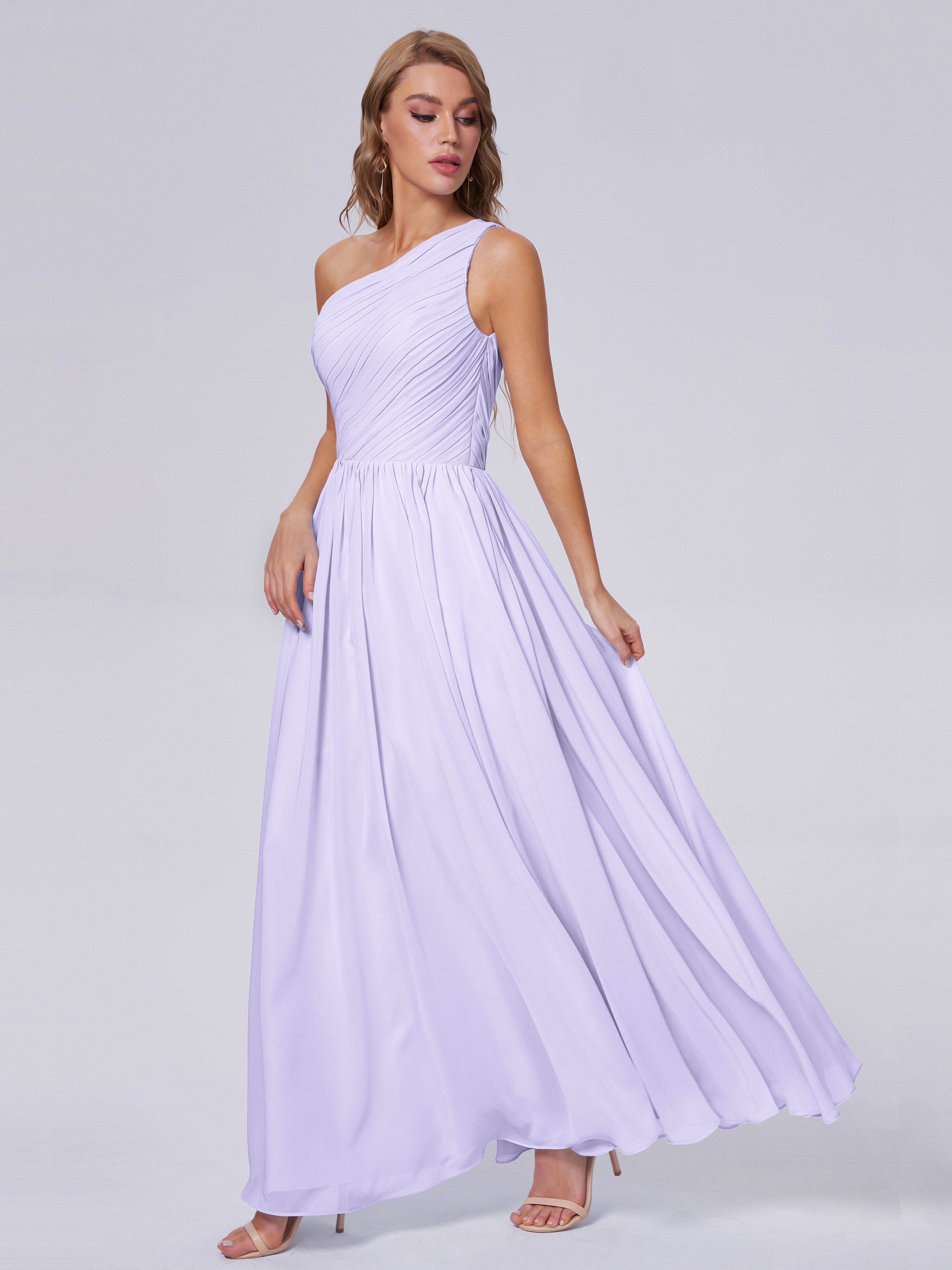 Robe Demoiselle Honneur Lilas Seule-Épaule Mousseline Robes Demoiselle D'Honneur