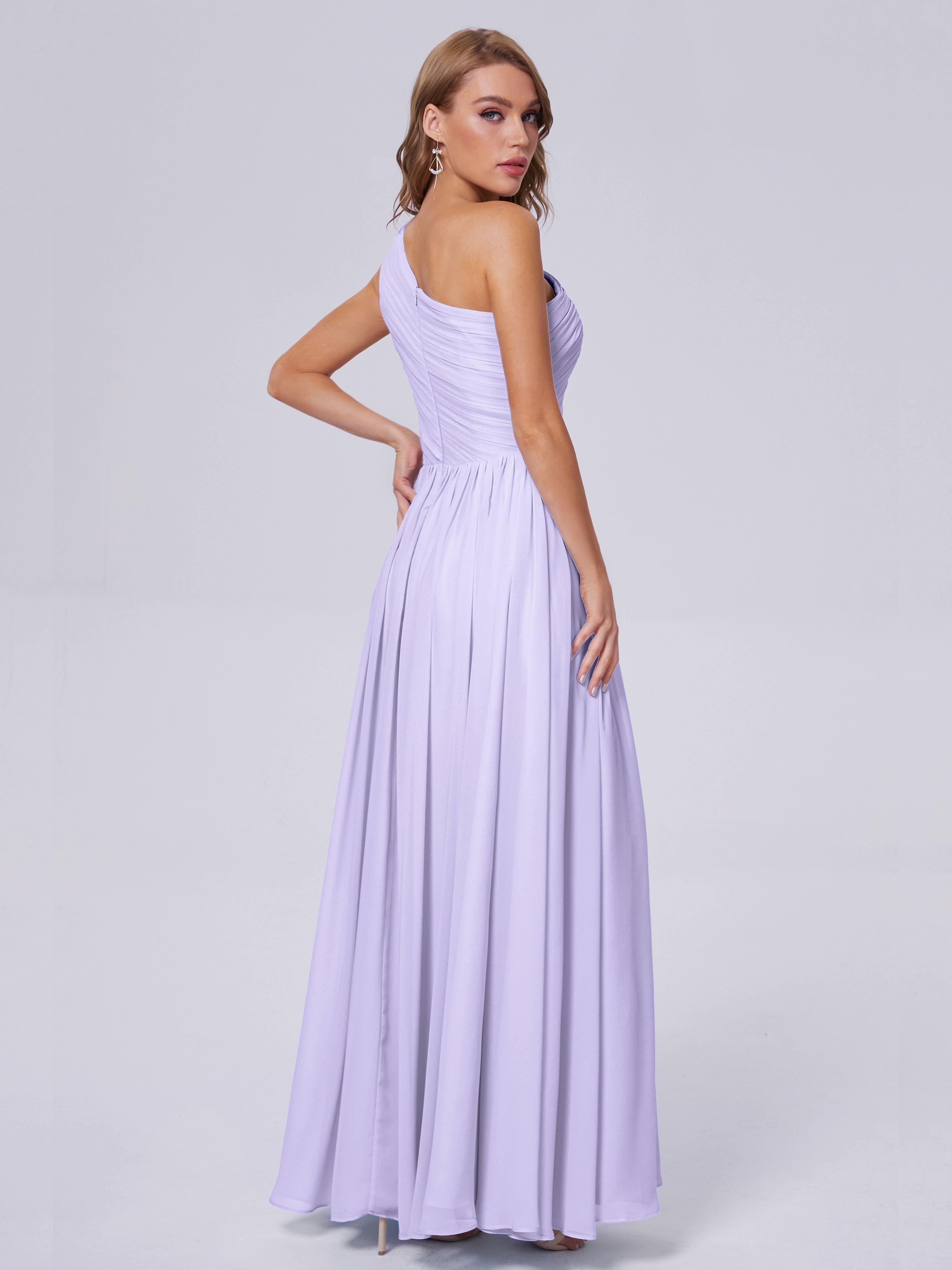 Robe Demoiselle Honneur Lilas Seule-Épaule Mousseline Robes Demoiselle D'Honneur