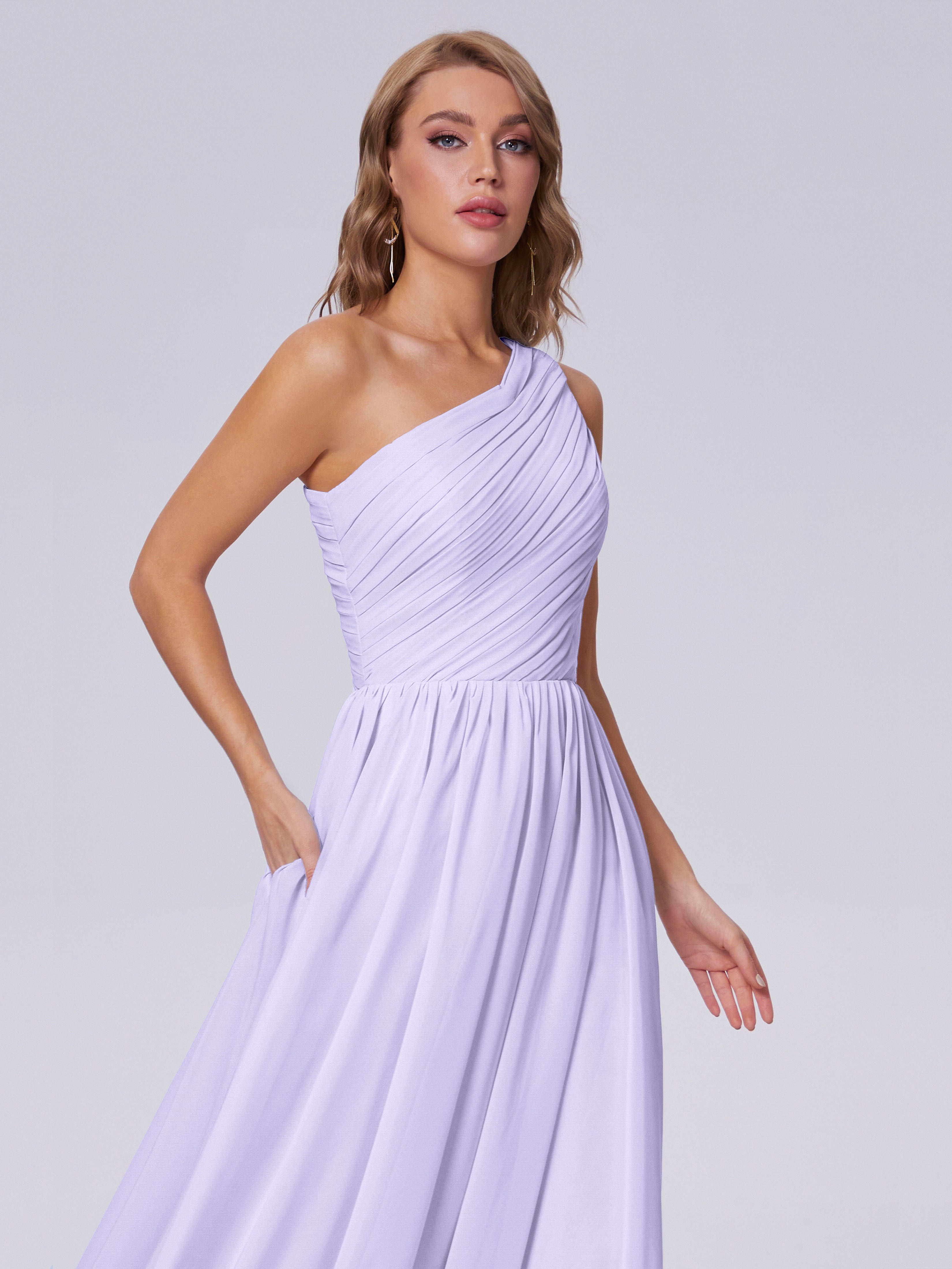 Robe Demoiselle Honneur Lilas Seule-Épaule Mousseline Robes Demoiselle D'Honneur