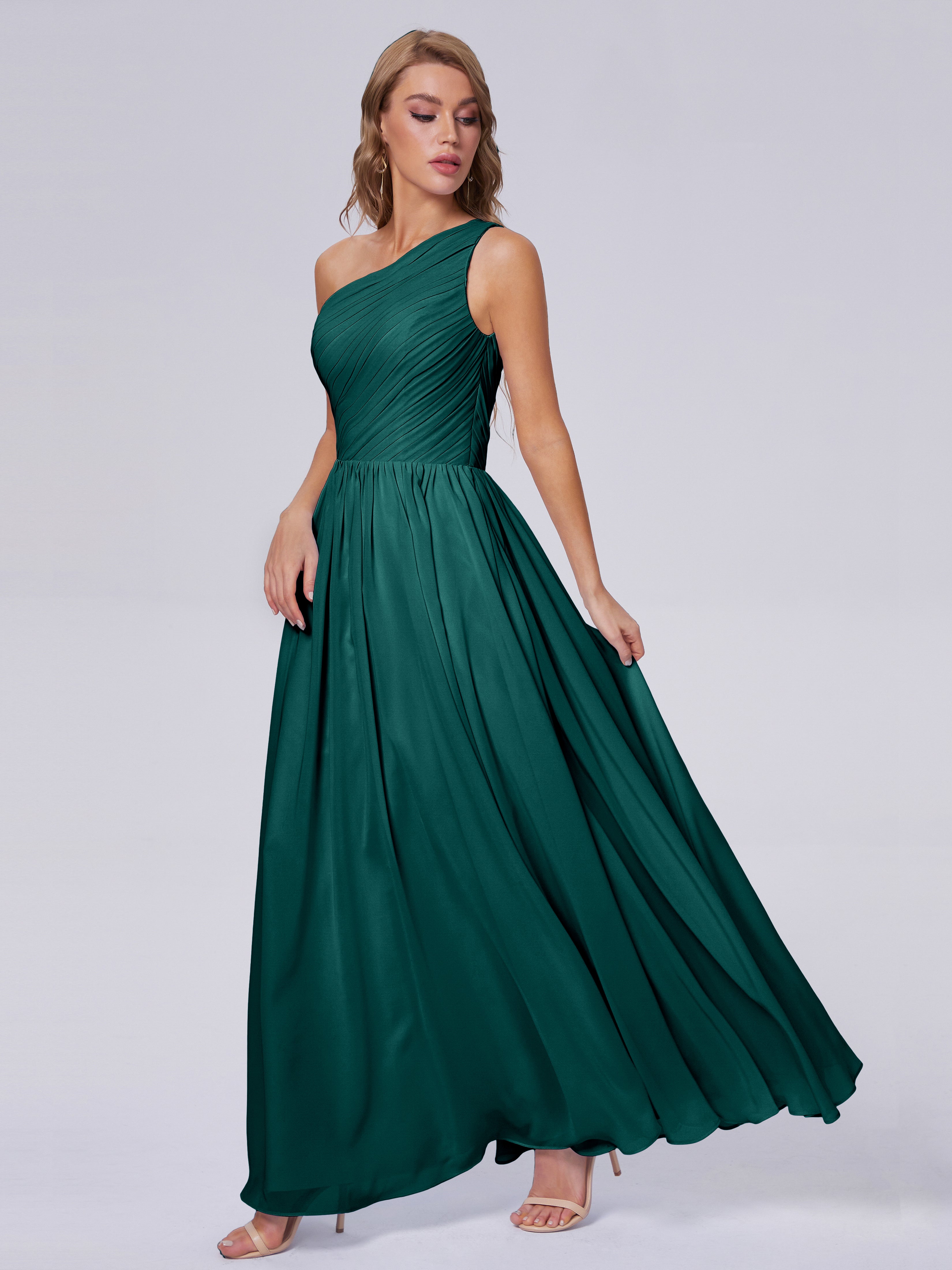 Demoiselles D'Honneur De Paon Seule-Épaule Mousseline Robes Demoiselle D'Honneur