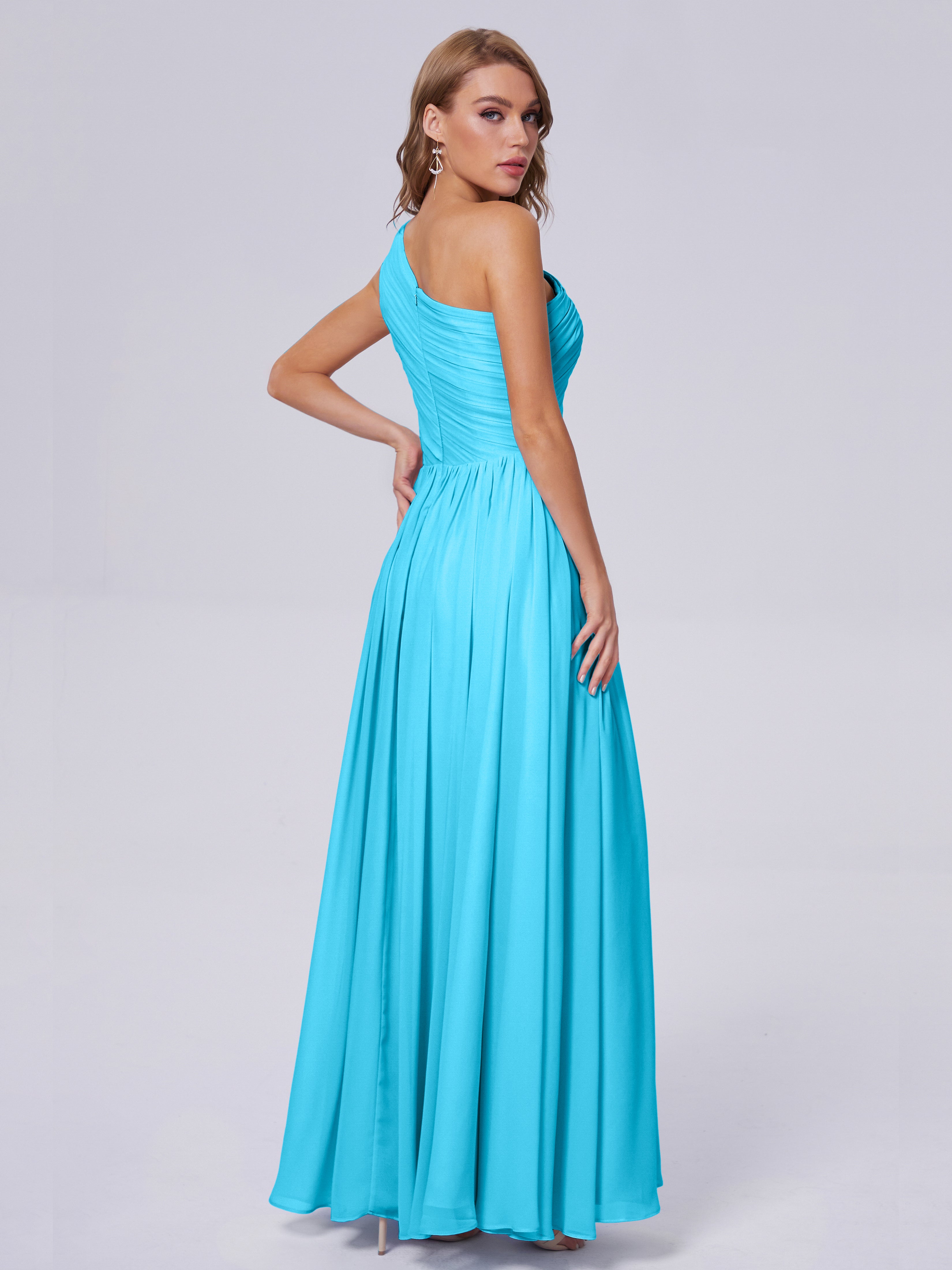 Robe De Demoiselle D'Honneur En Piscine Seule-Épaule Mousseline Robes Demoiselle D'Honneur
