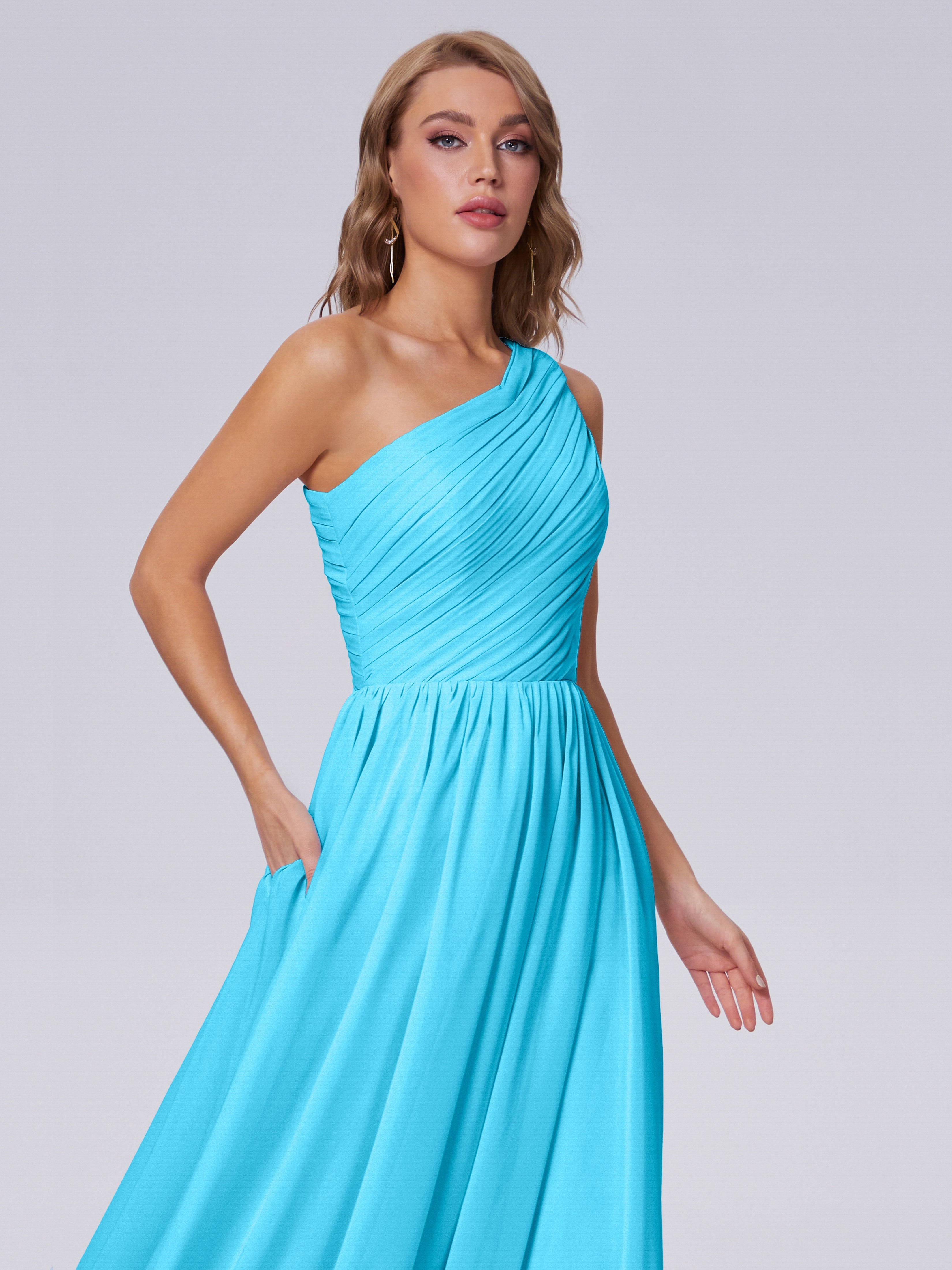 Robe De Demoiselle D'Honneur En Piscine Seule-Épaule Mousseline Robes Demoiselle D'Honneur