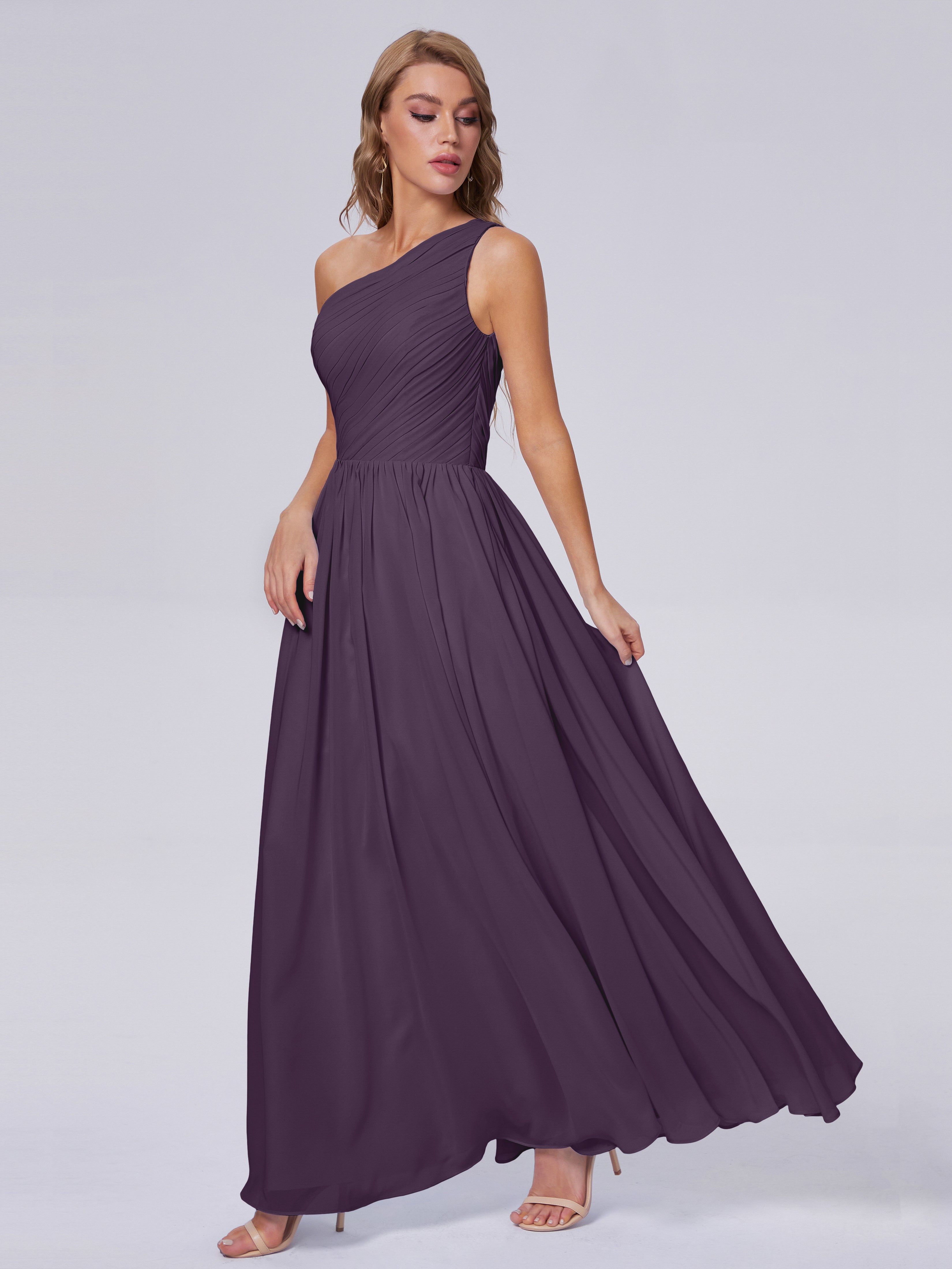 Robe Demoiselle D Honneur Plume Seule-Épaule Mousseline Robes Demoiselle D'Honneur