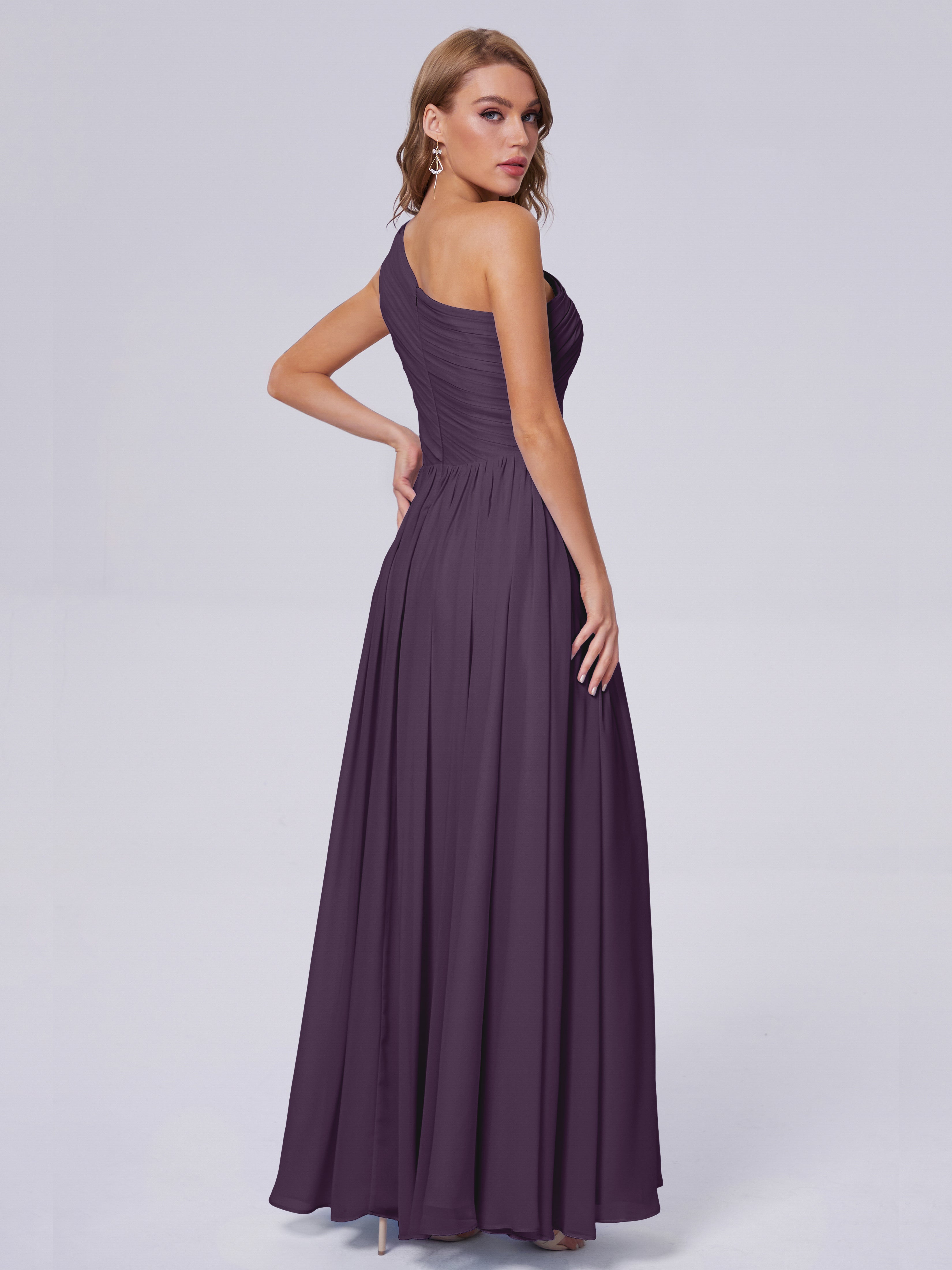 Robe Demoiselle D Honneur Plume Seule-Épaule Mousseline Robes Demoiselle D'Honneur