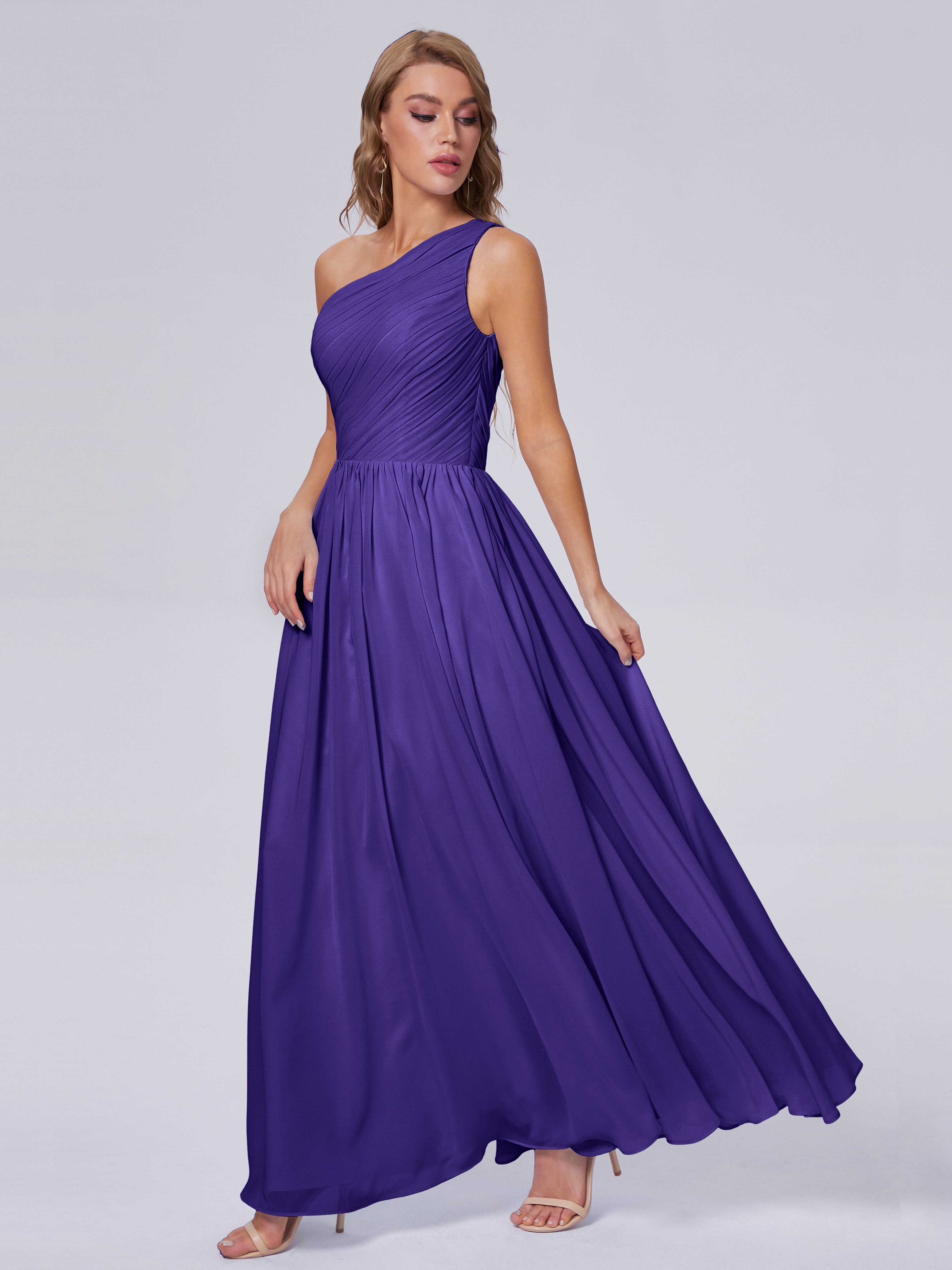 Robes De Demoiselle D'Honneur En Régence Seule-Épaule Mousseline Robes Demoiselle D'Honneur