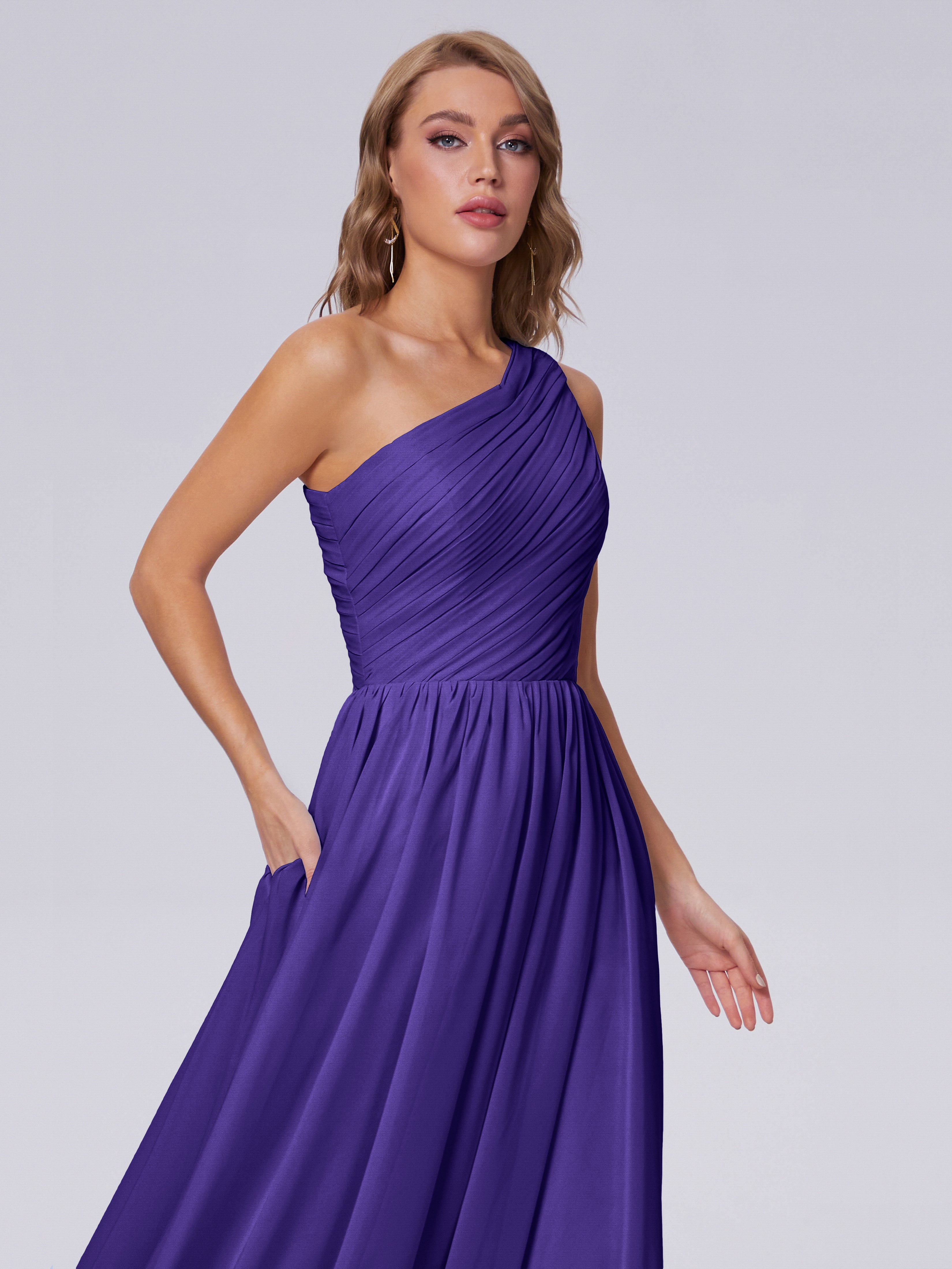 Robes De Demoiselle D'Honneur En Régence Seule-Épaule Mousseline Robes Demoiselle D'Honneur