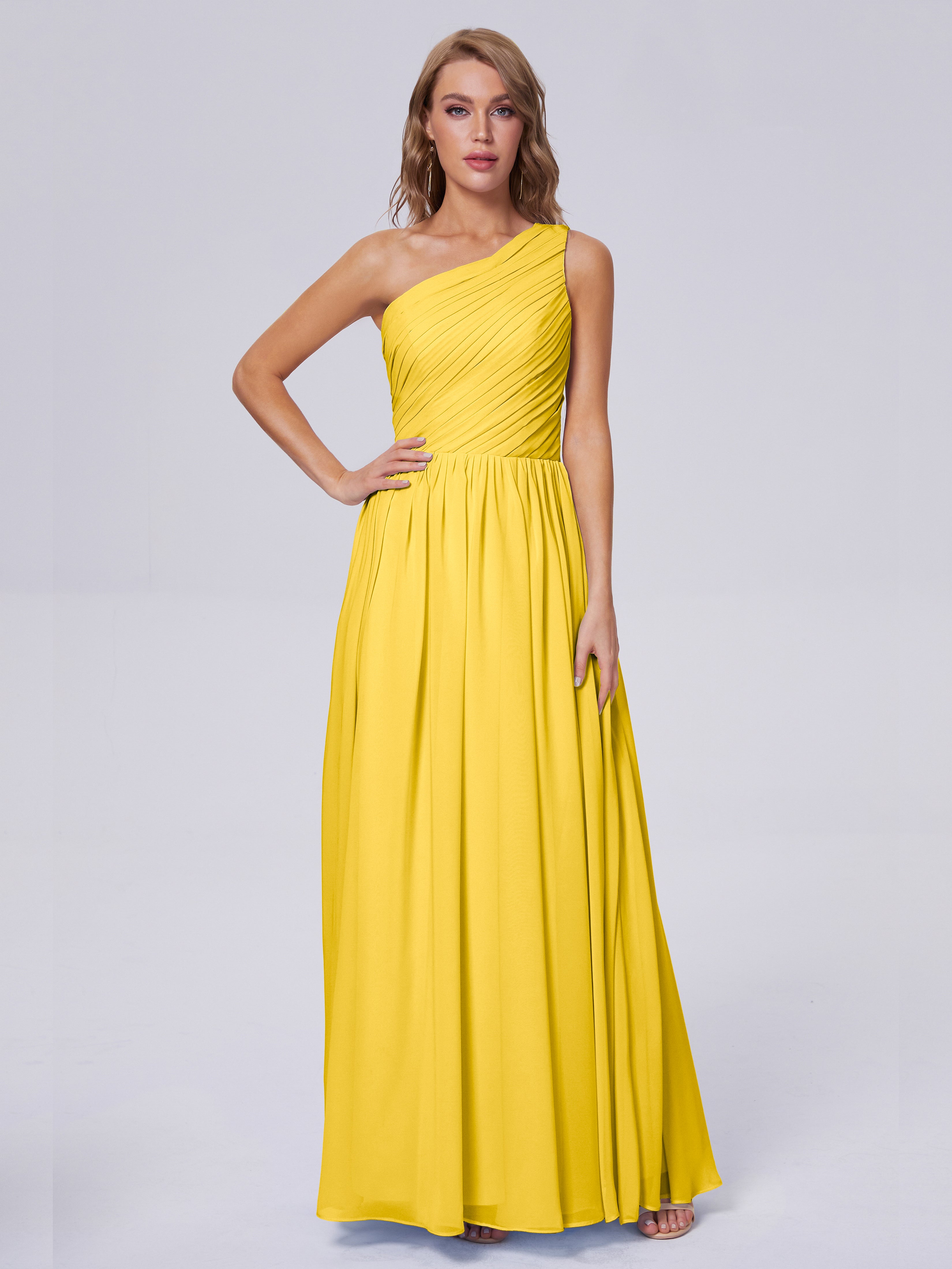 Robe De Demoiselle D'Honneur Souci Seule-Épaule Mousseline Robes Demoiselle D'Honneur