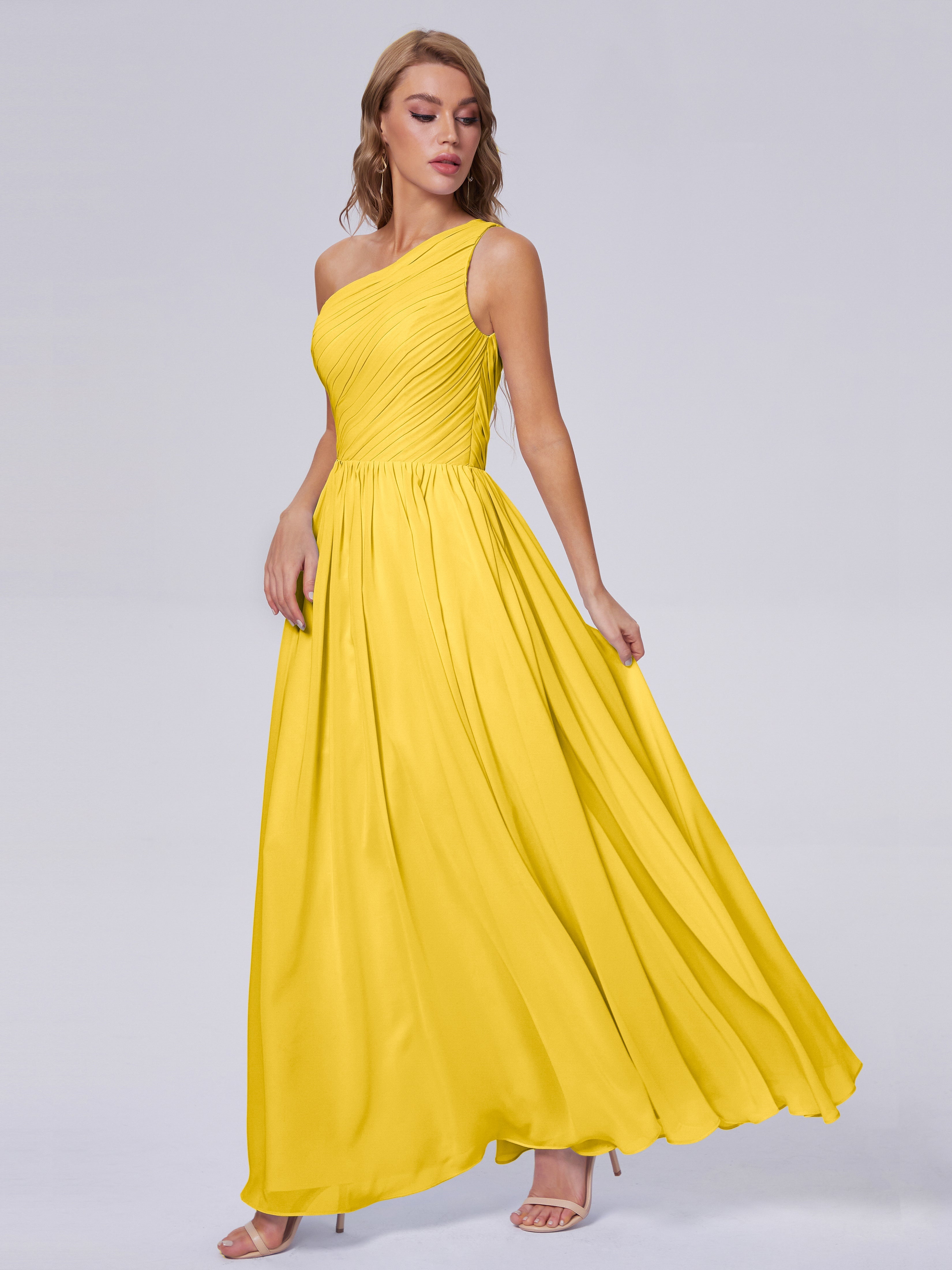 Robe De Demoiselle D'Honneur Souci Seule-Épaule Mousseline Robes Demoiselle D'Honneur