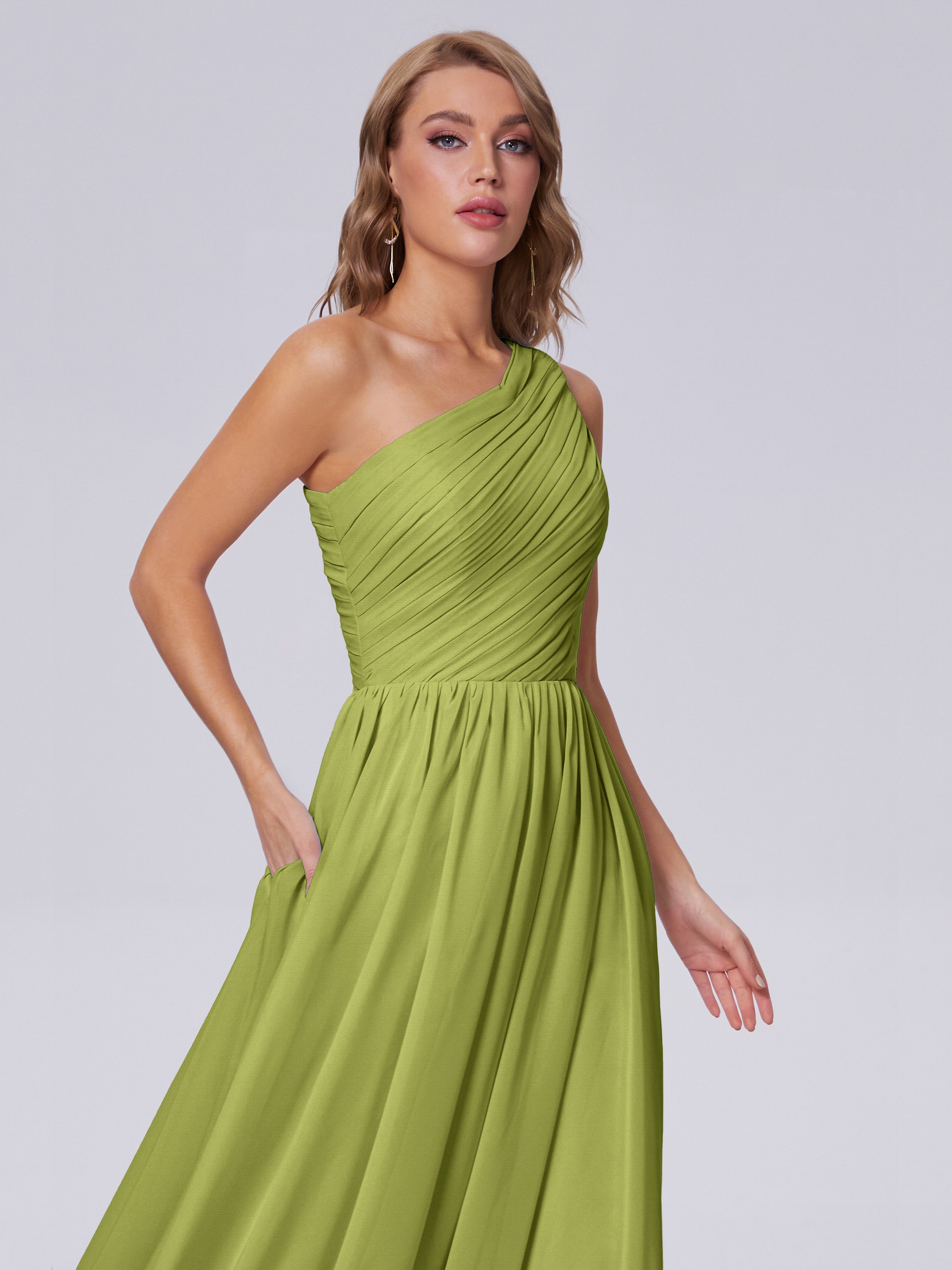 Robes De Demoiselle D'Honneur Trèfle Seule-Épaule Mousseline Robes Demoiselle D'Honneur
