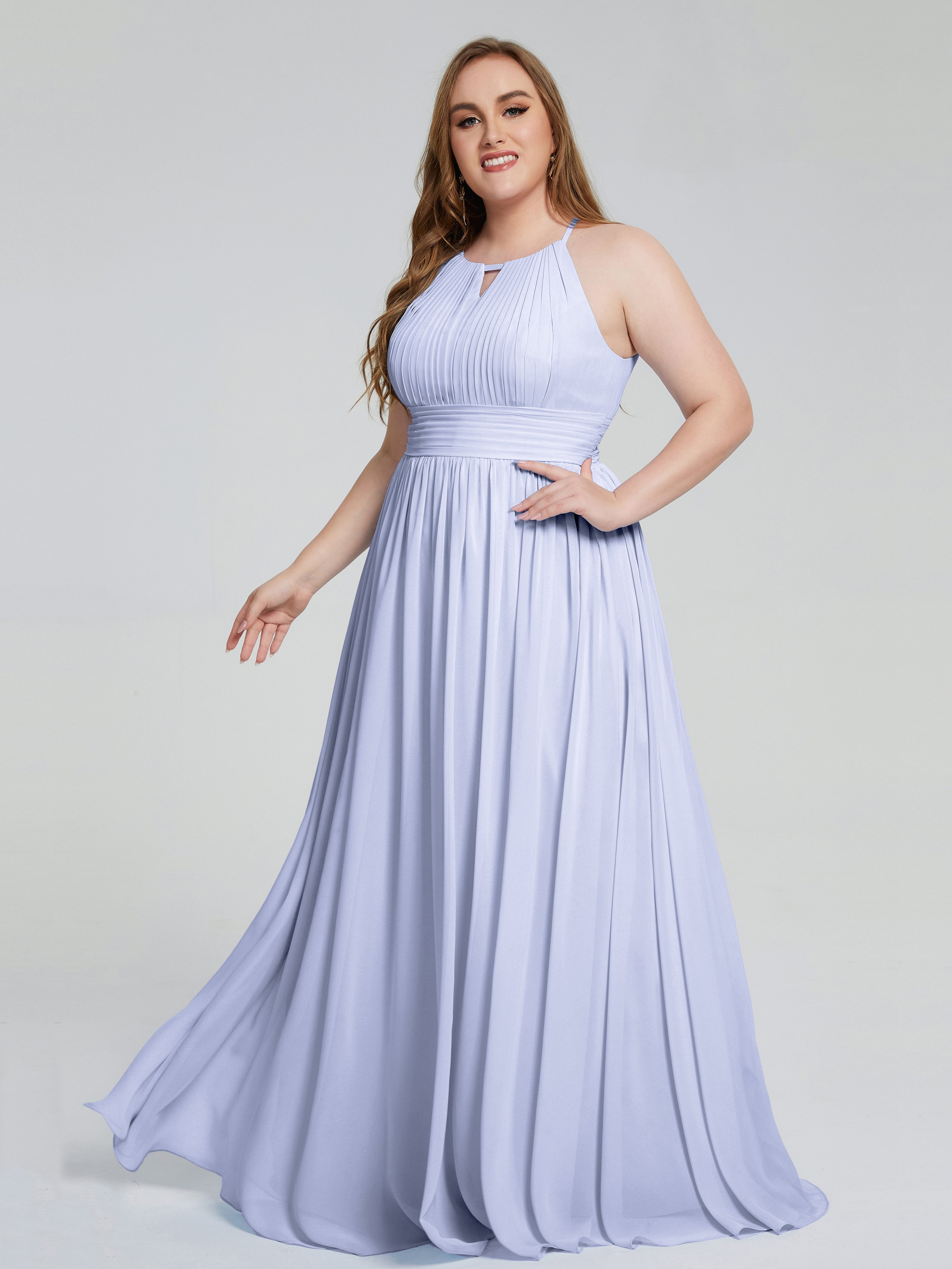 Robe Demoiselle D Honneur Lavande Payton Élégante Licou Mousseline Robes Demoiselle D'Honneur Grande Taille