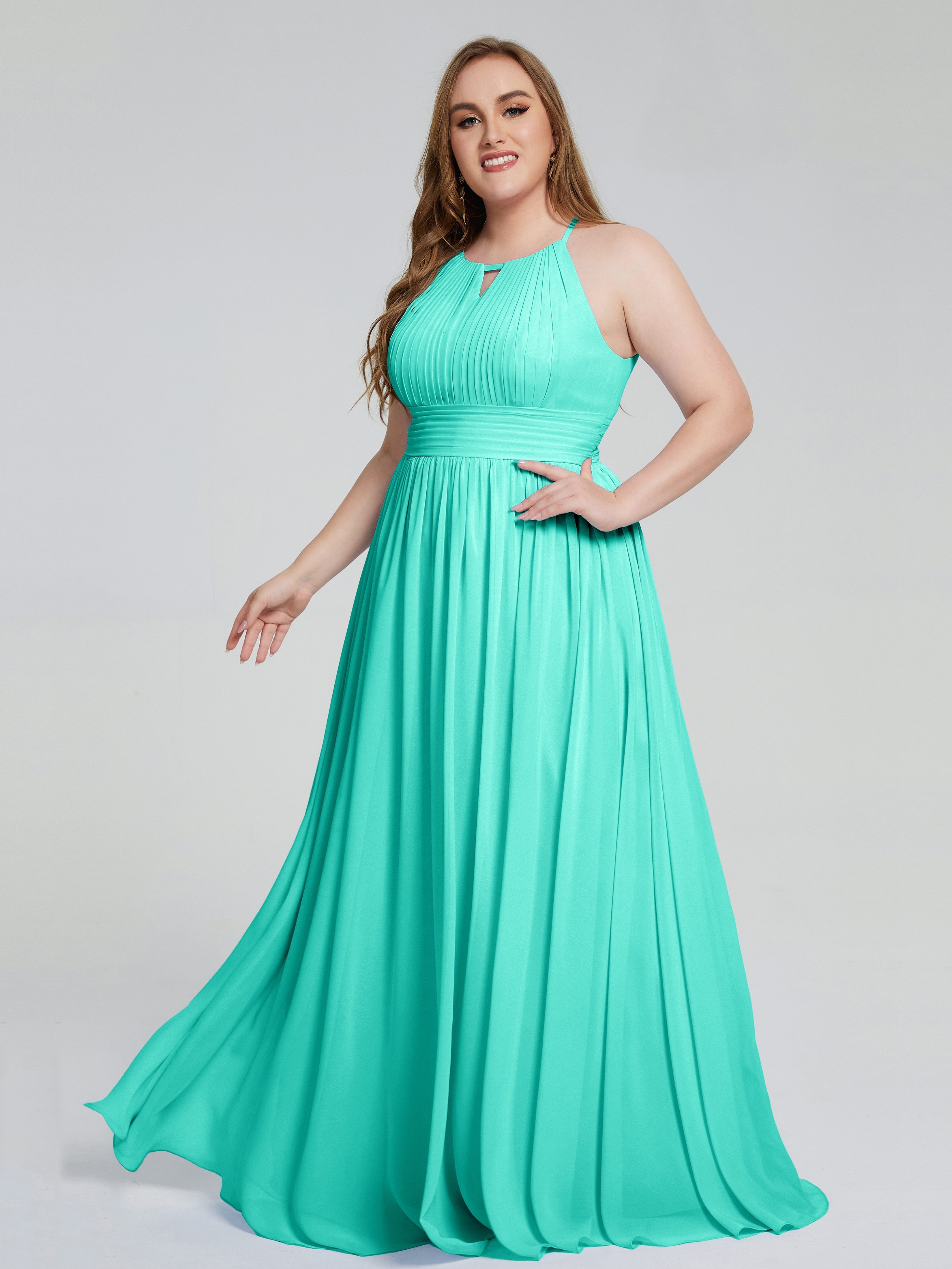 Robes De Demoiselle D'Honneur Spa Payton Élégante Licou Mousseline Robes Demoiselle D'Honneur Grande Taille