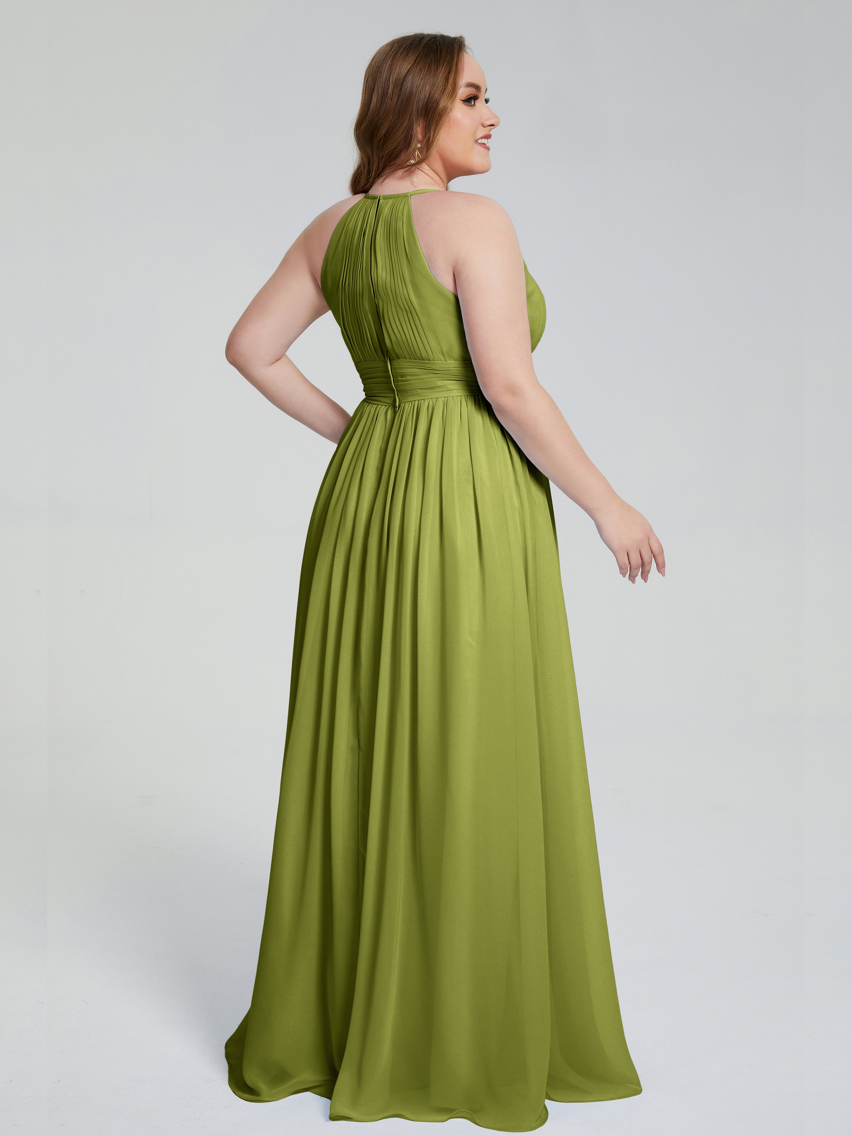 Robes De Demoiselle D'Honneur Trèfle Payton Élégante Licou Mousseline Robes Demoiselle D'Honneur Grande Taille