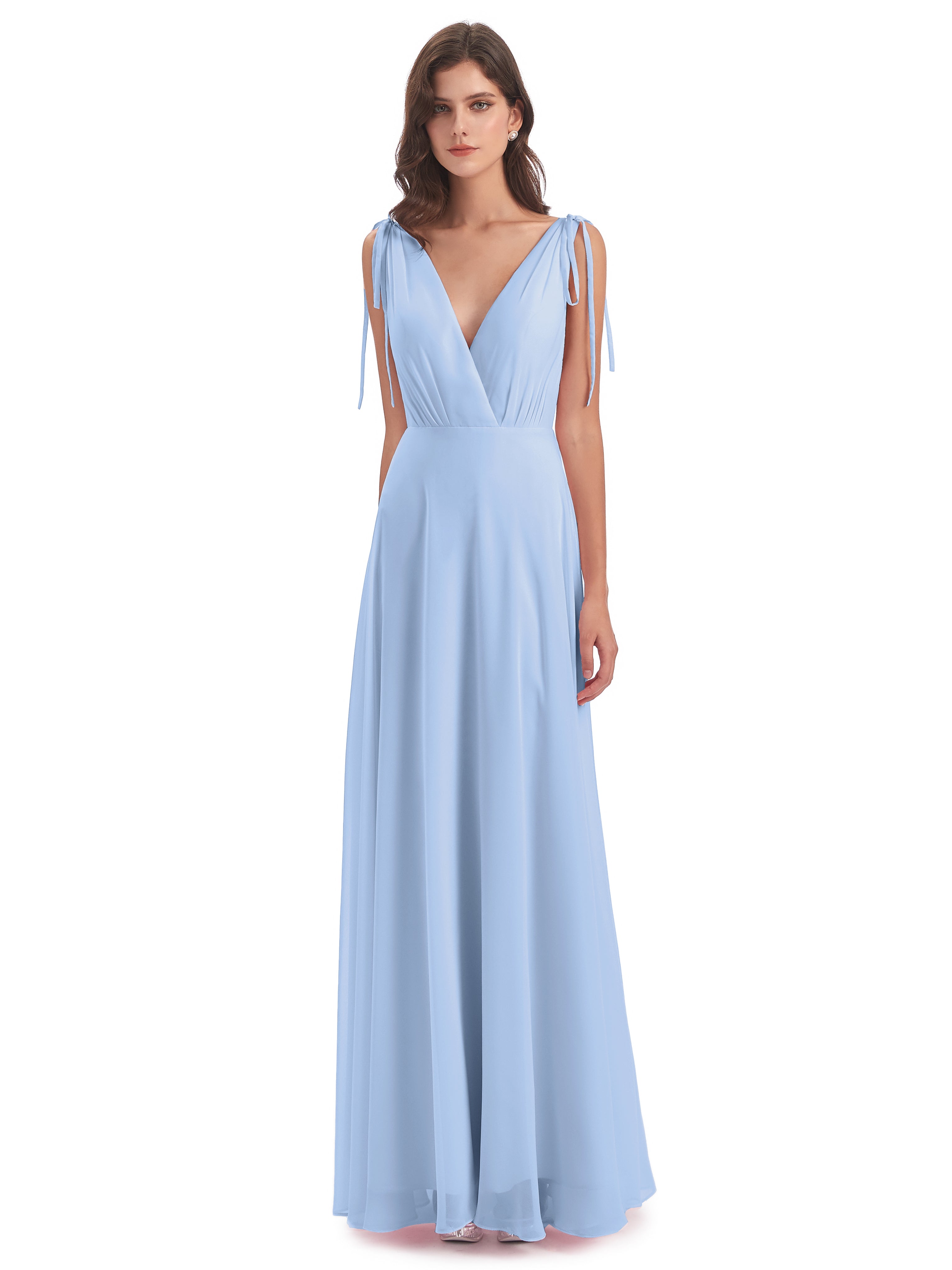 Robe Demoiselle D Honneur Bleue Ciel Dos Nu Col V Robes Demoiselle D'Honneur