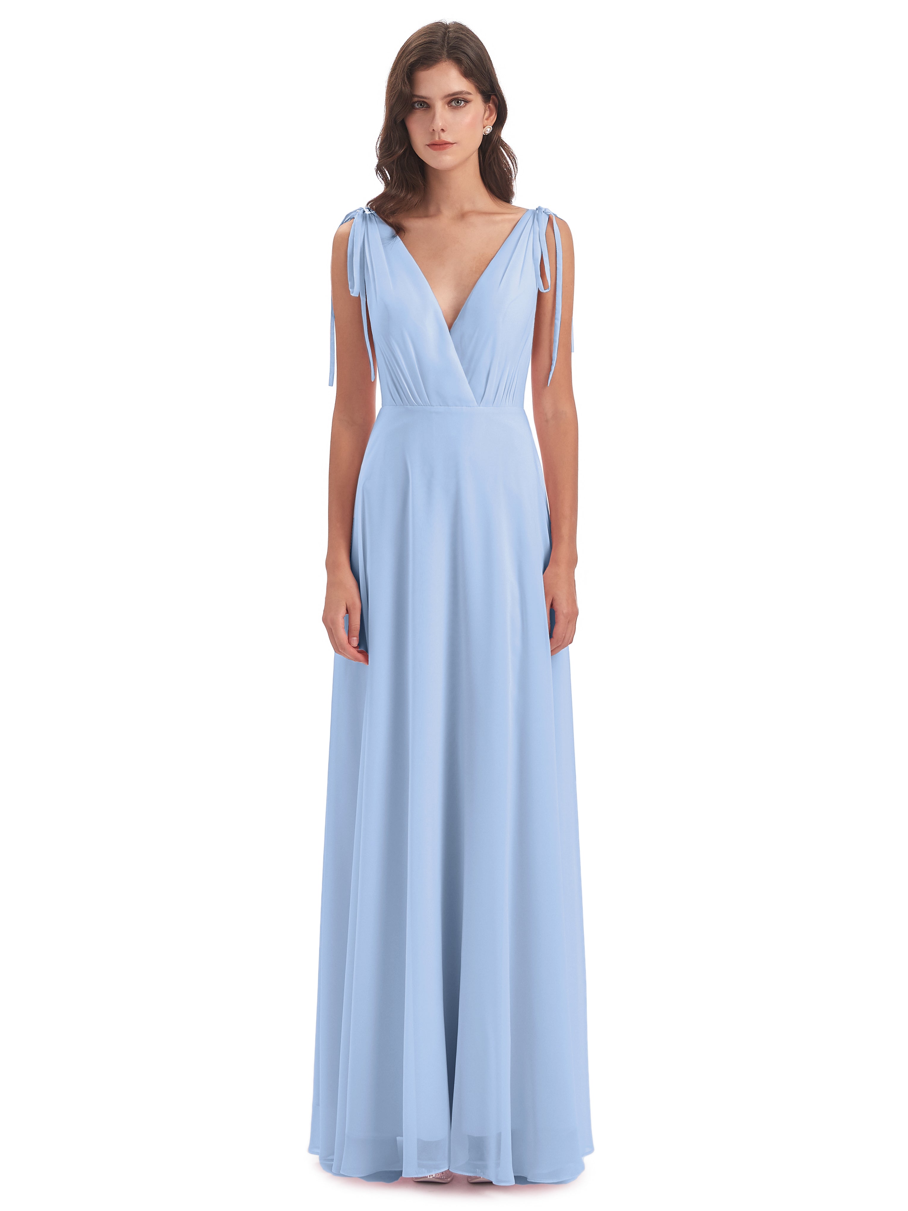 Robe Demoiselle D Honneur Bleue Ciel Dos Nu Col V Robes Demoiselle D'Honneur
