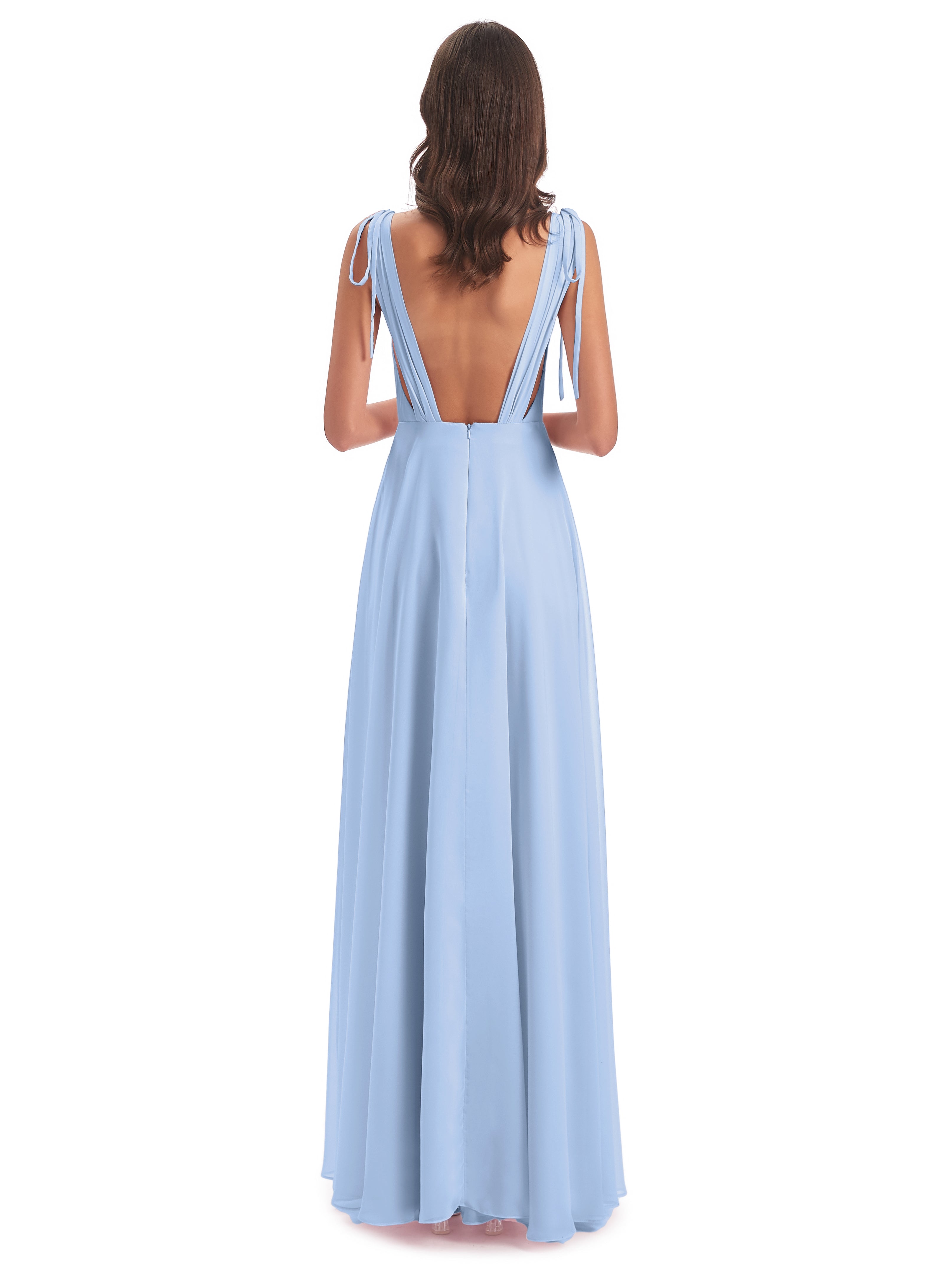 Robe Demoiselle D Honneur Bleue Ciel Dos Nu Col V Robes Demoiselle D'Honneur