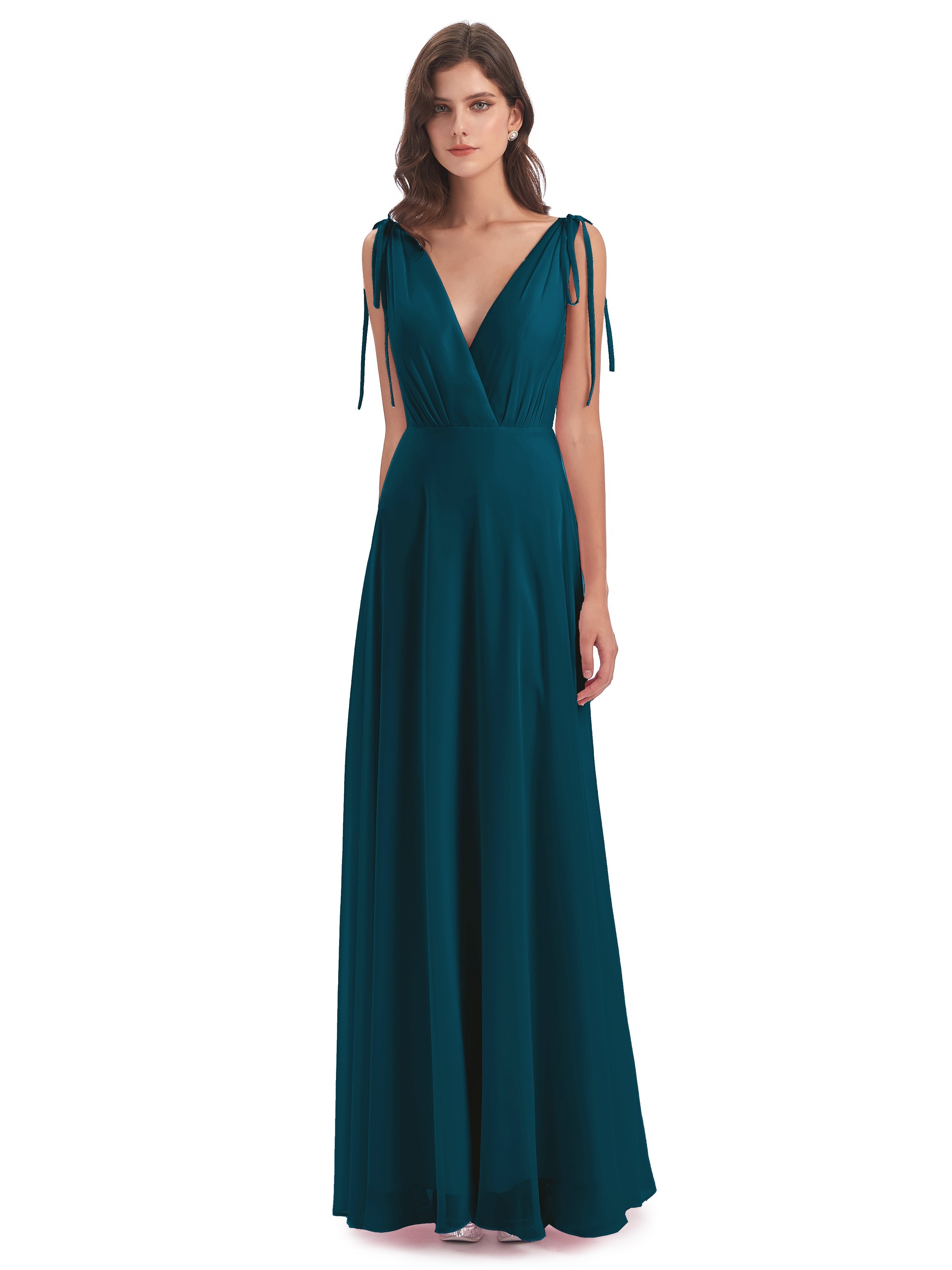 Robe De Demoiselle D'Honneur Bleu Encre Dos Nu Col V Robes Demoiselle D'Honneur