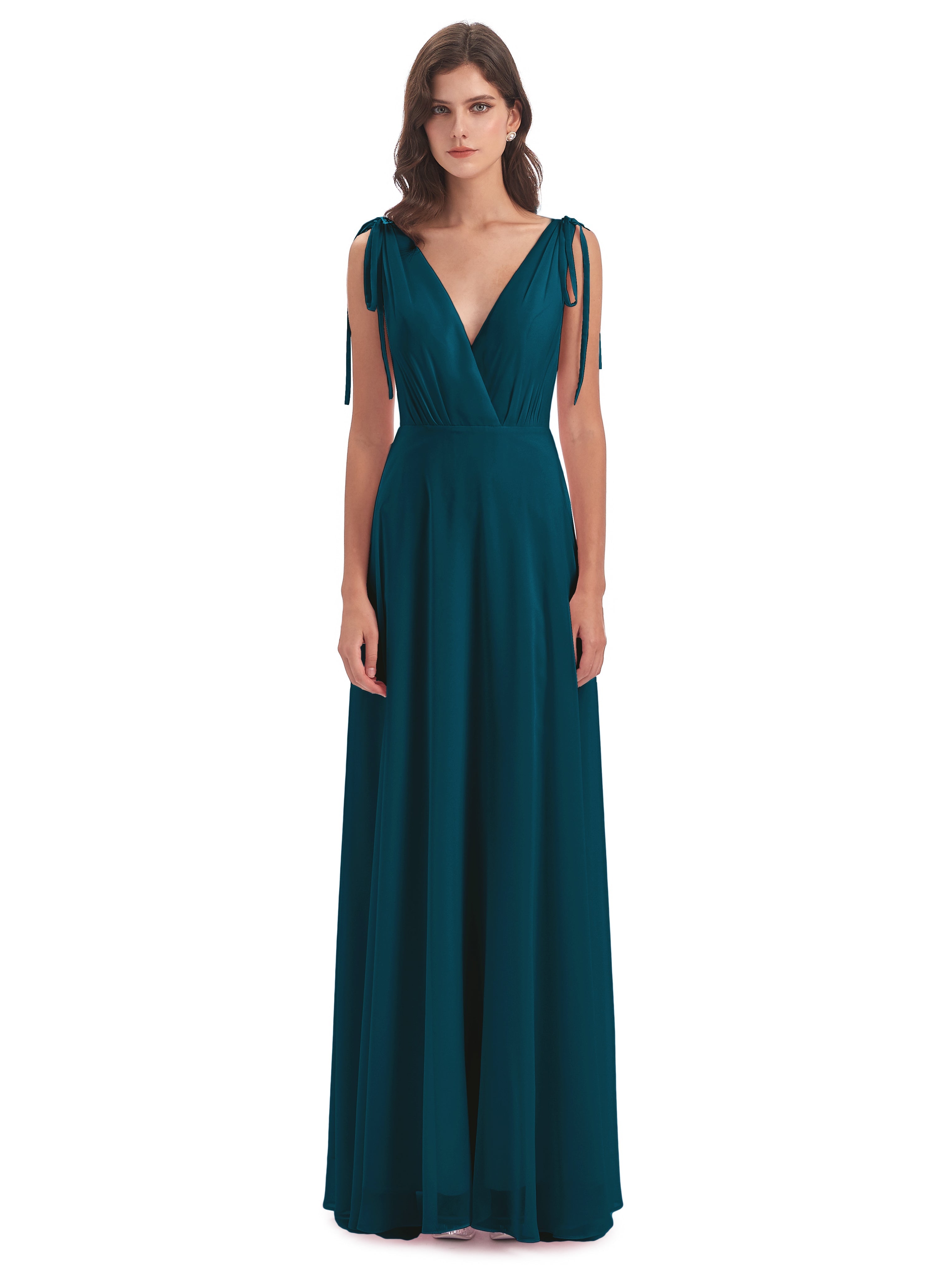 Robe De Demoiselle D'Honneur Bleu Encre Dos Nu Col V Robes Demoiselle D'Honneur