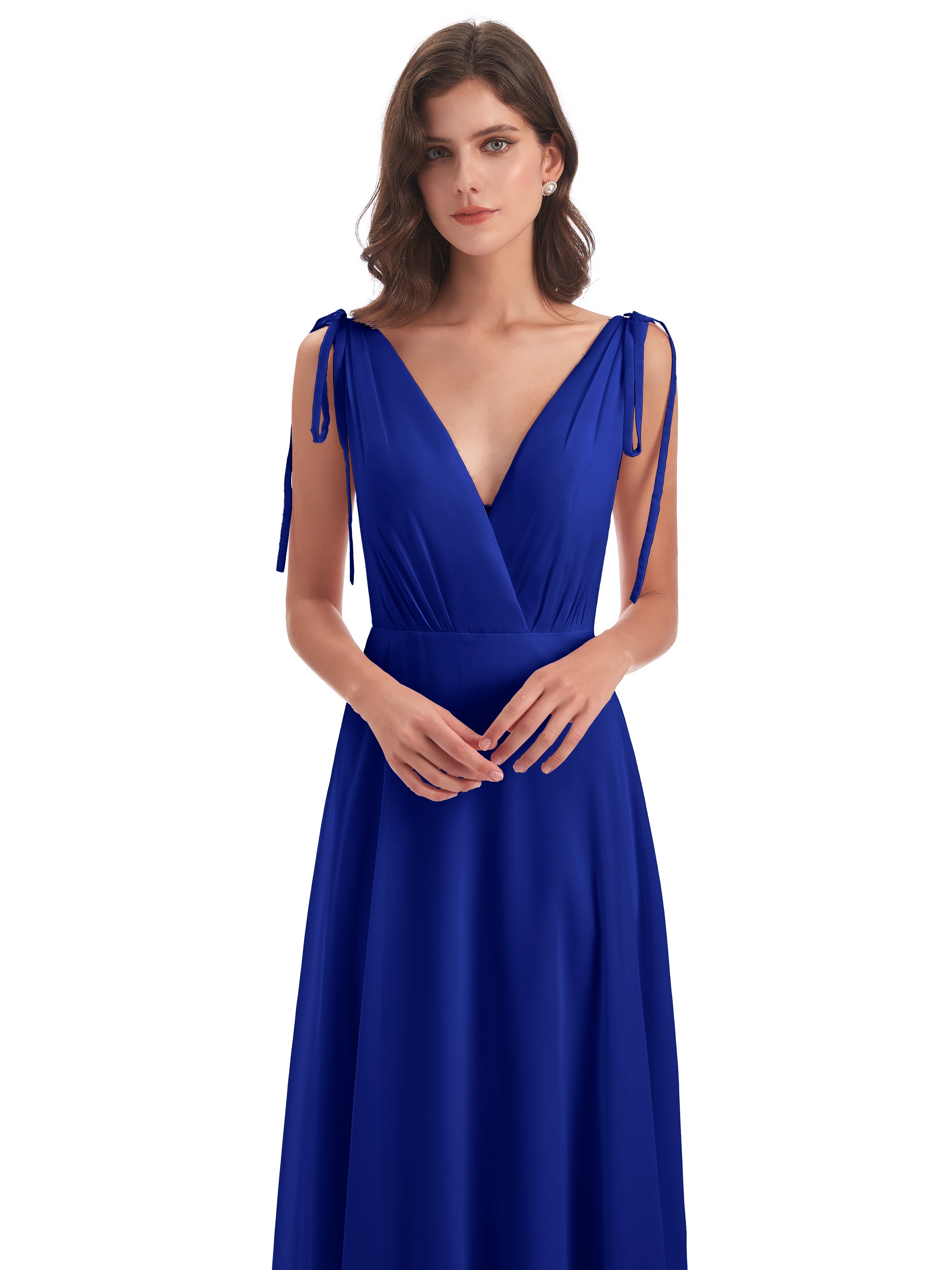 Mariage Robe Demoiselle D Honneur Bleu Roi Dos Nu Col V Robes Demoiselle D'Honneur