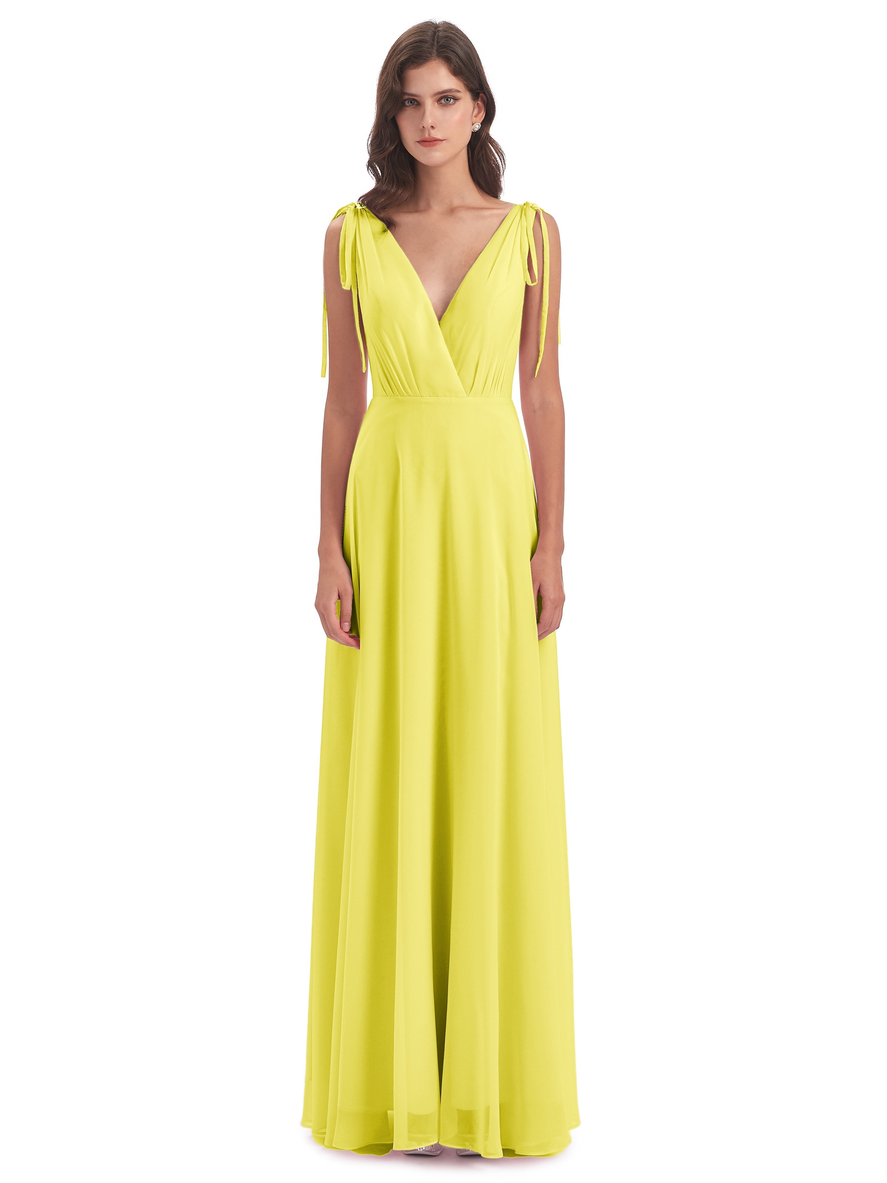 Robes De Demoiselle D'Honneur Citron Dos Nu Col V Robes Demoiselle D'Honneur