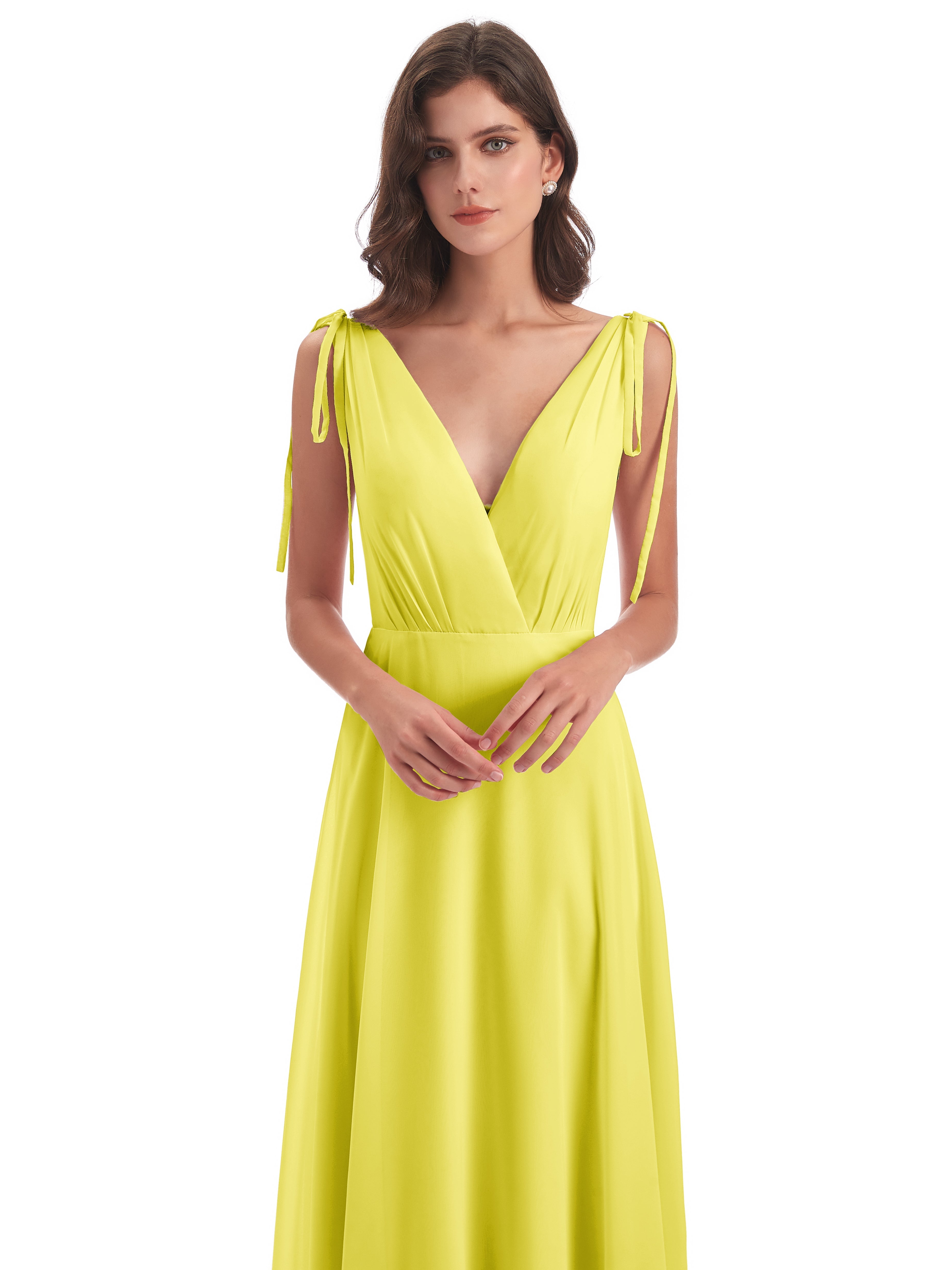 Robes De Demoiselle D'Honneur Citron Dos Nu Col V Robes Demoiselle D'Honneur