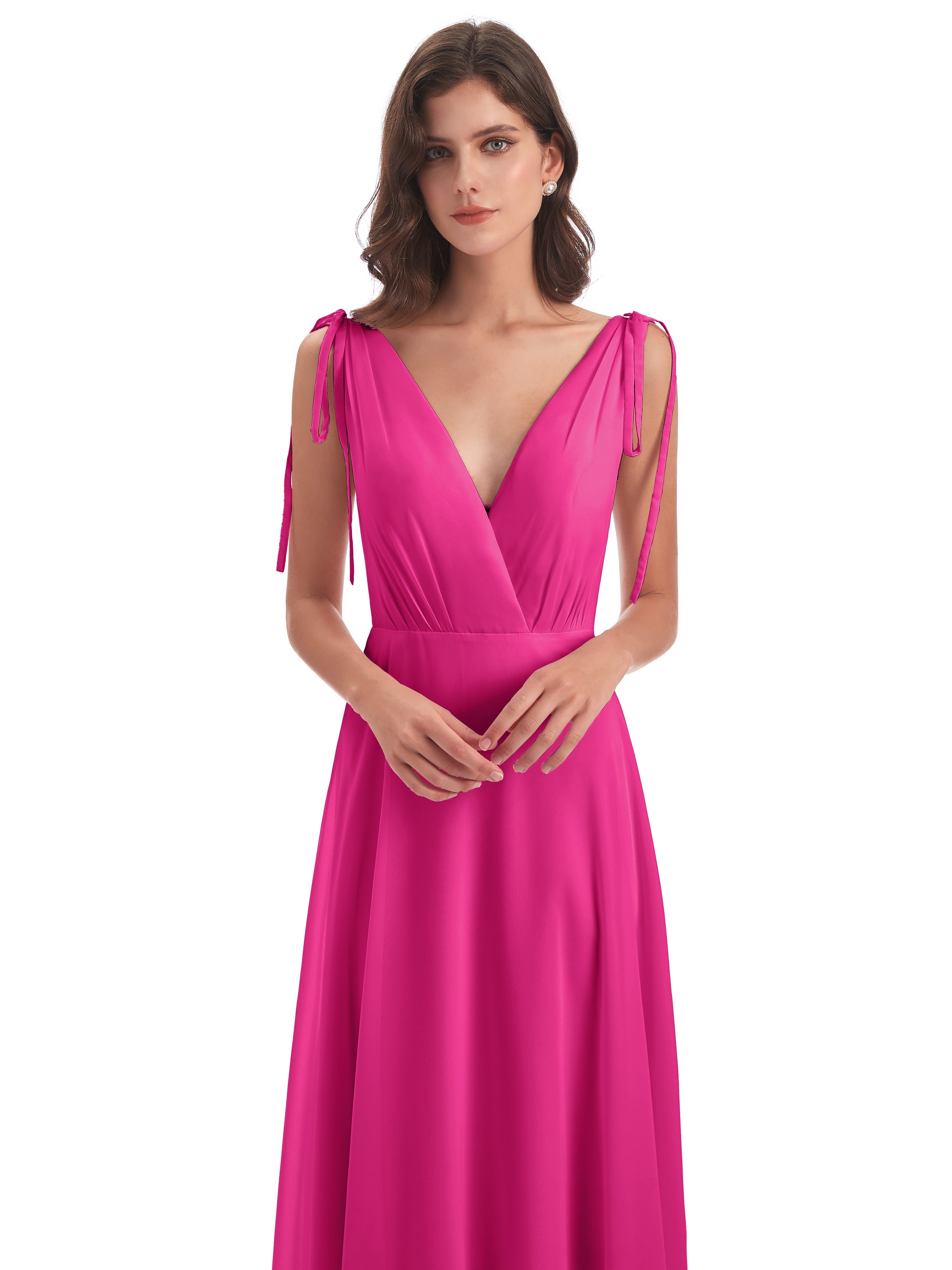 Robes De Demoiselle D'Honneur Couleur Rose Fuchsia Dos Nu Col V Robes Demoiselle D'Honneur