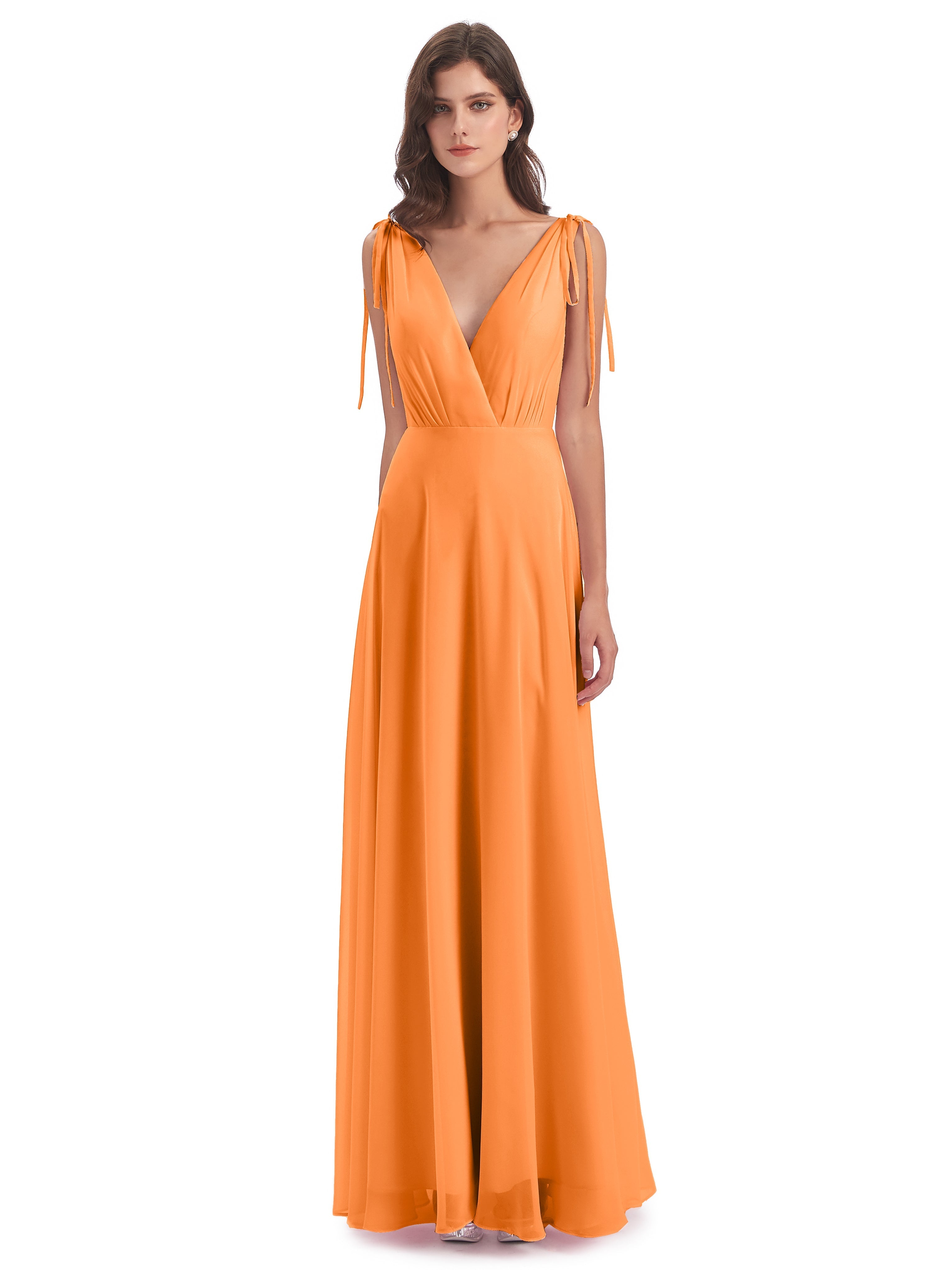 Robe Demoiselle D Honneur Orange Dos Nu Col V Robes Demoiselle D'Honneur