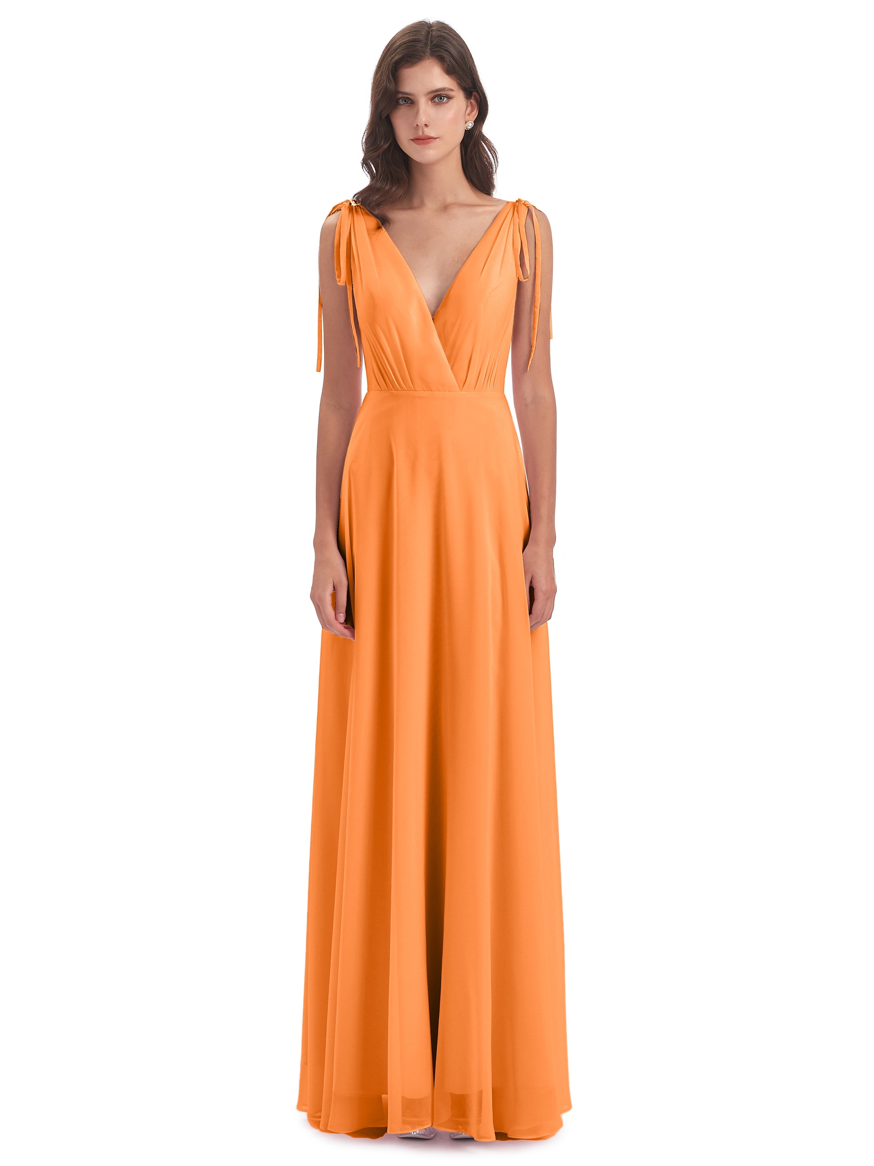 Robe Demoiselle D Honneur Orange Dos Nu Col V Robes Demoiselle D'Honneur