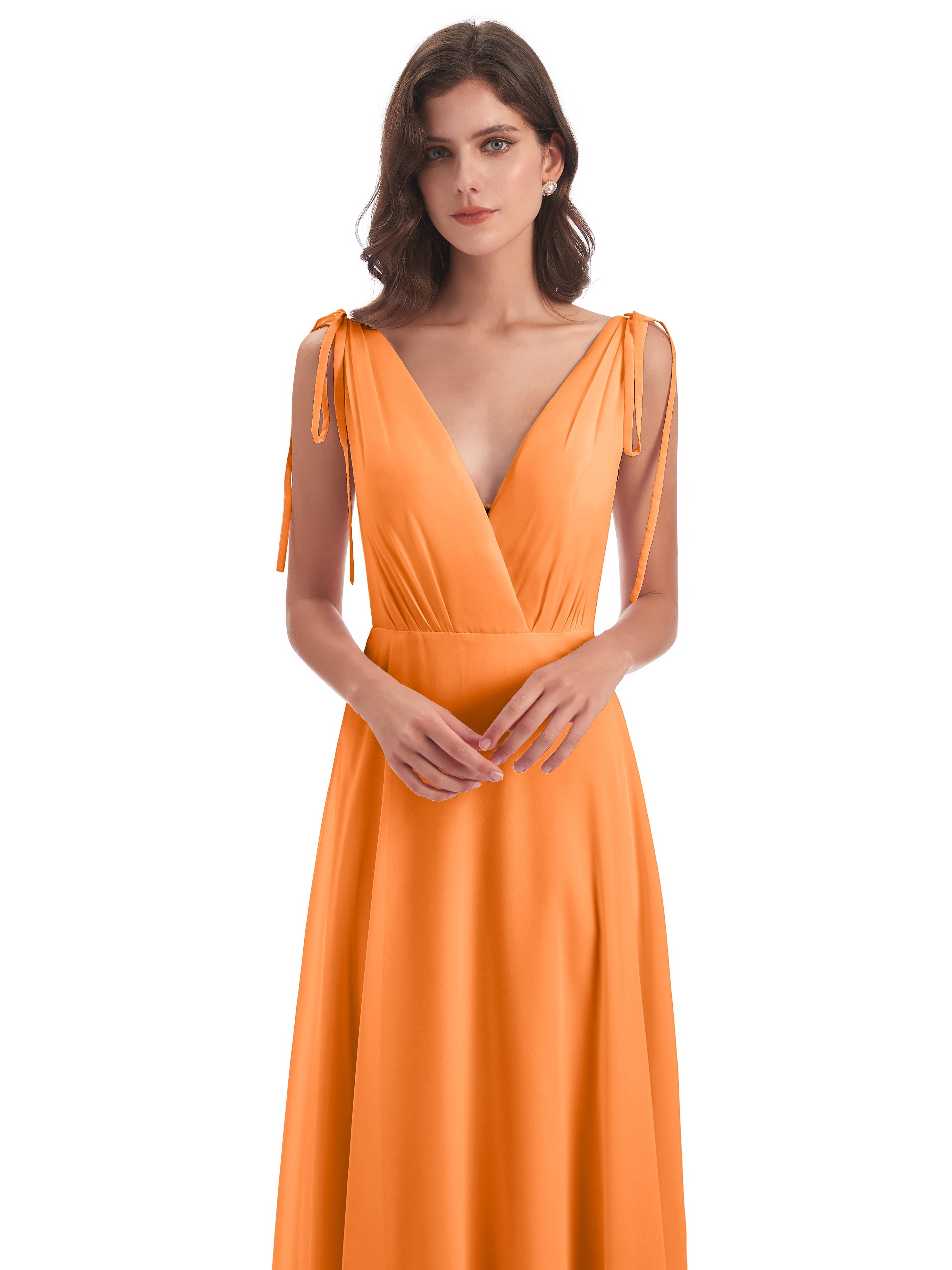 Robe Demoiselle D Honneur Orange Dos Nu Col V Robes Demoiselle D'Honneur