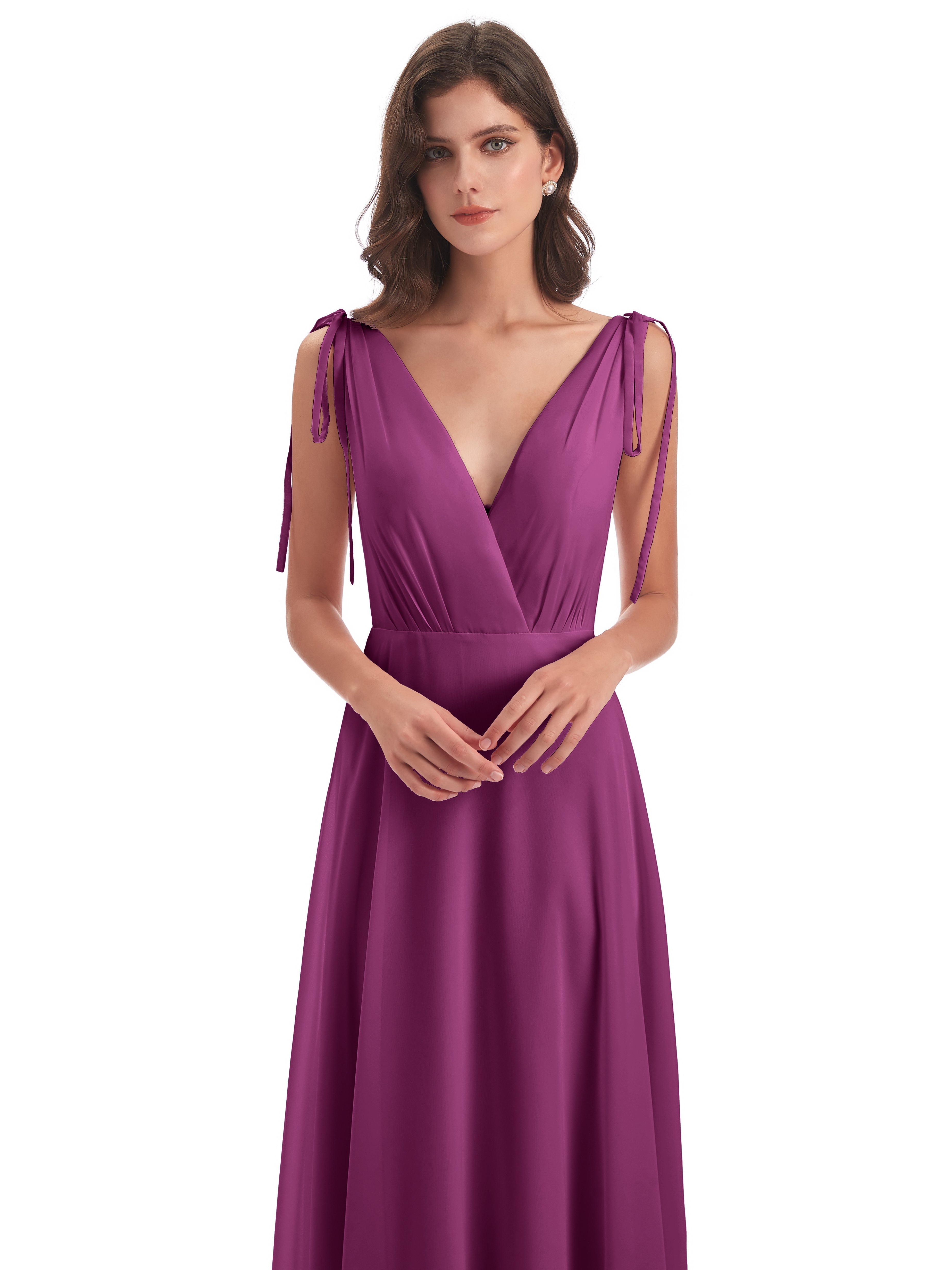 Robes De Demoiselle D'Honneur Orchidée Dos Nu Col V Robes Demoiselle D'Honneur