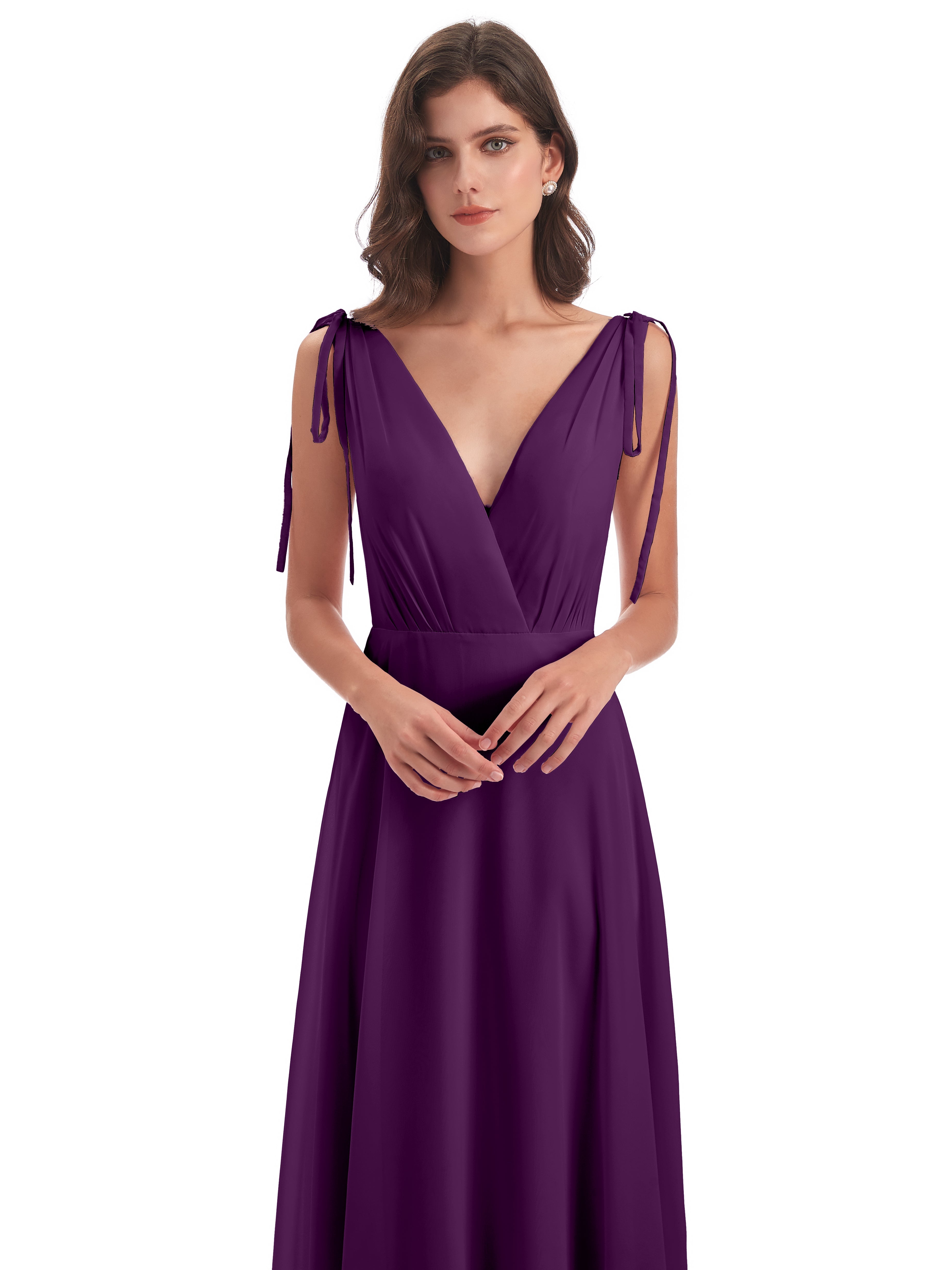 Robes De Demoiselle D'Honneur En Raisin Dos Nu Col V Robes Demoiselle D'Honneur