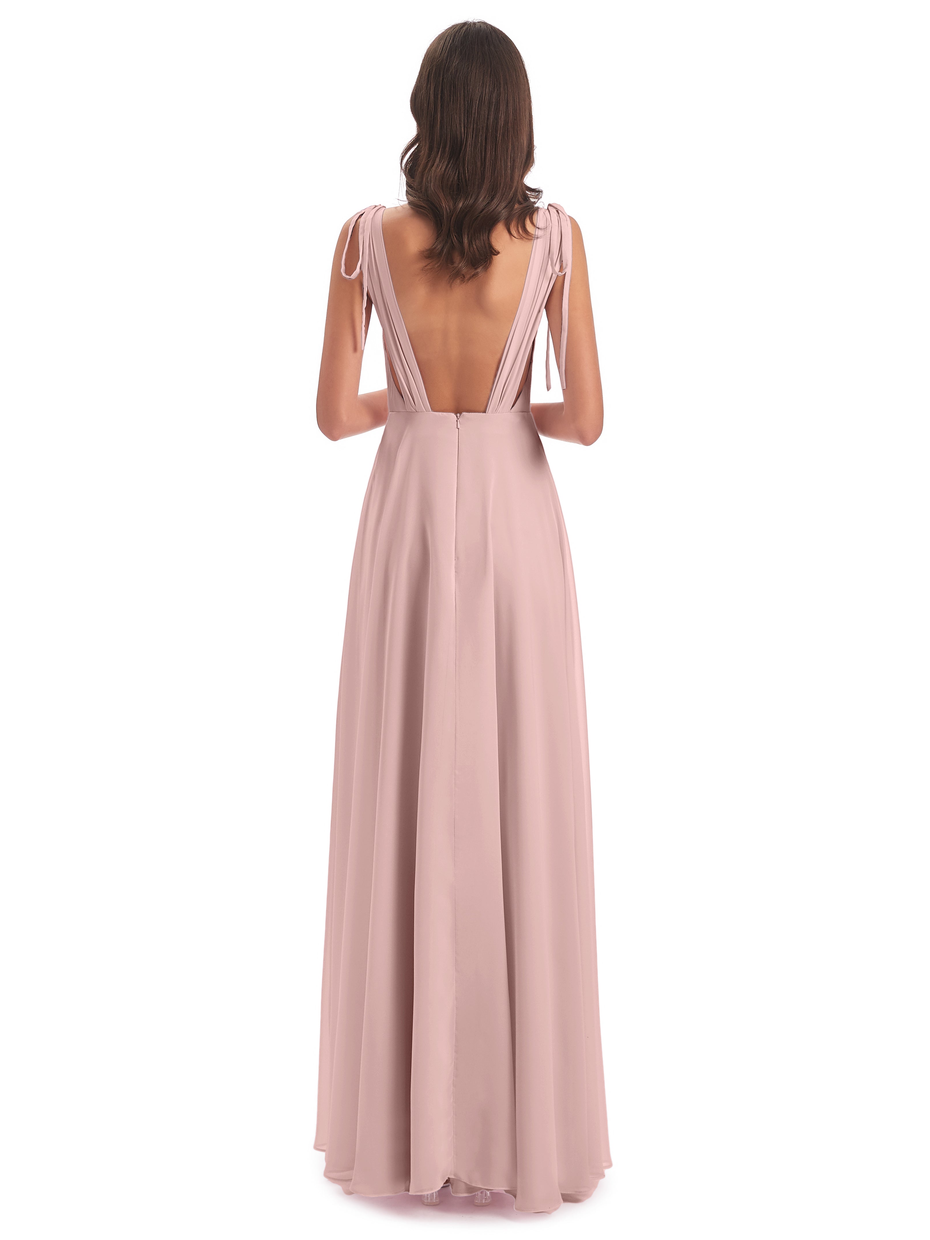 Robe Demoiselle D Honneur Rose Poudrée Dos Nu Col V Robes Demoiselle D'Honneur