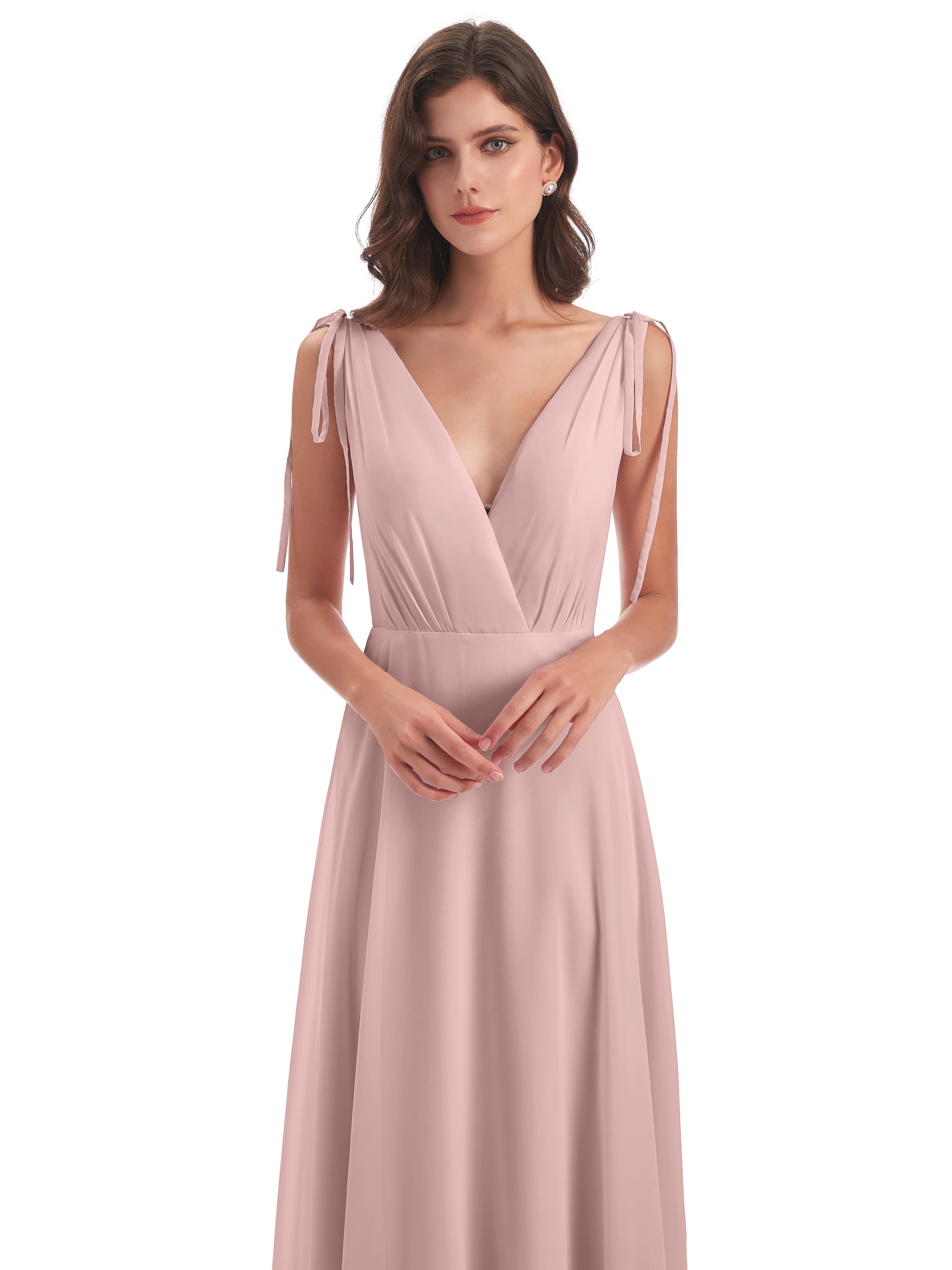 Robe Demoiselle D Honneur Rose Poudrée Dos Nu Col V Robes Demoiselle D'Honneur