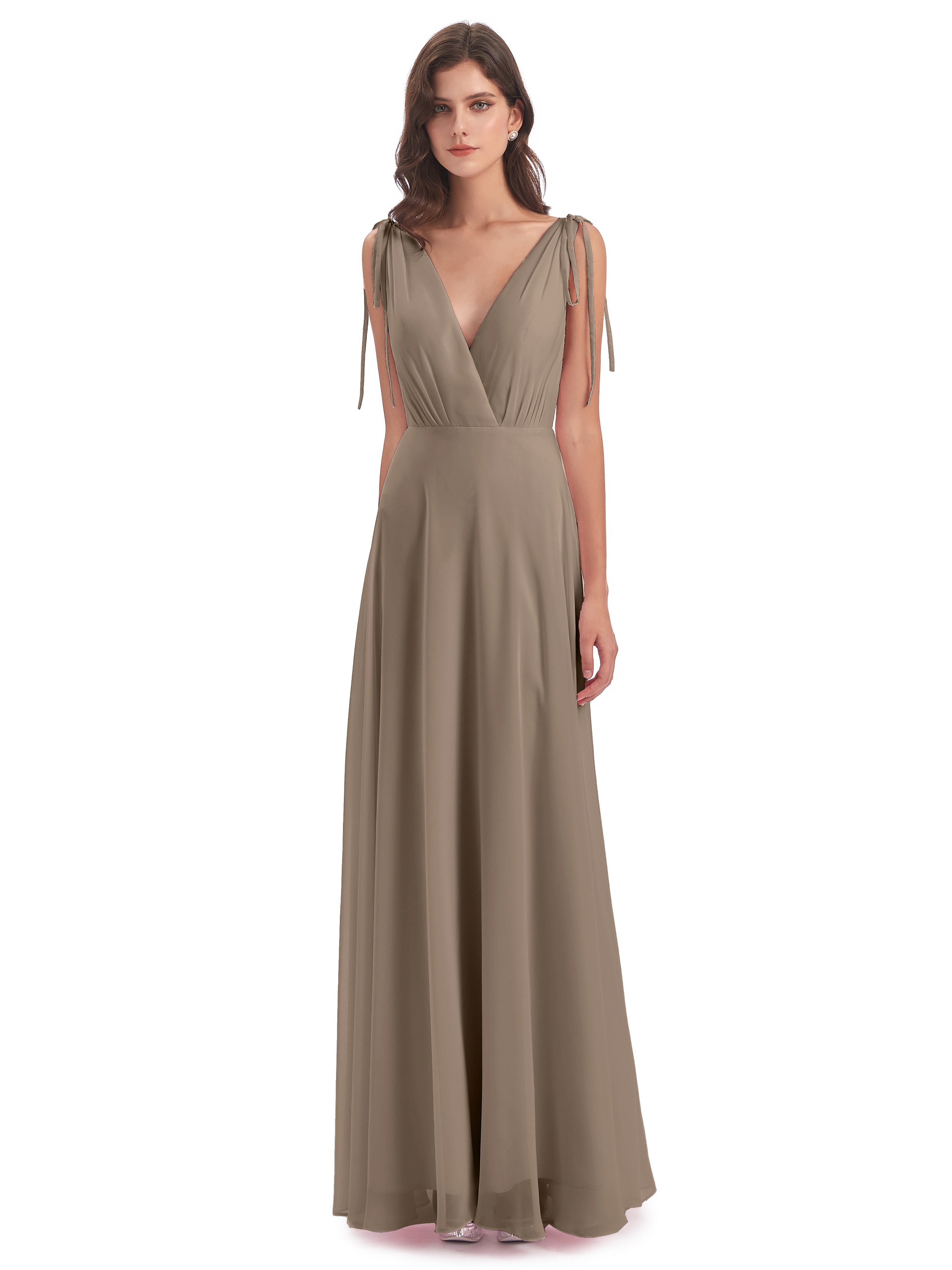 Robe Ceremonie Taupe Dos Nu Col V Robes Demoiselle D'Honneur