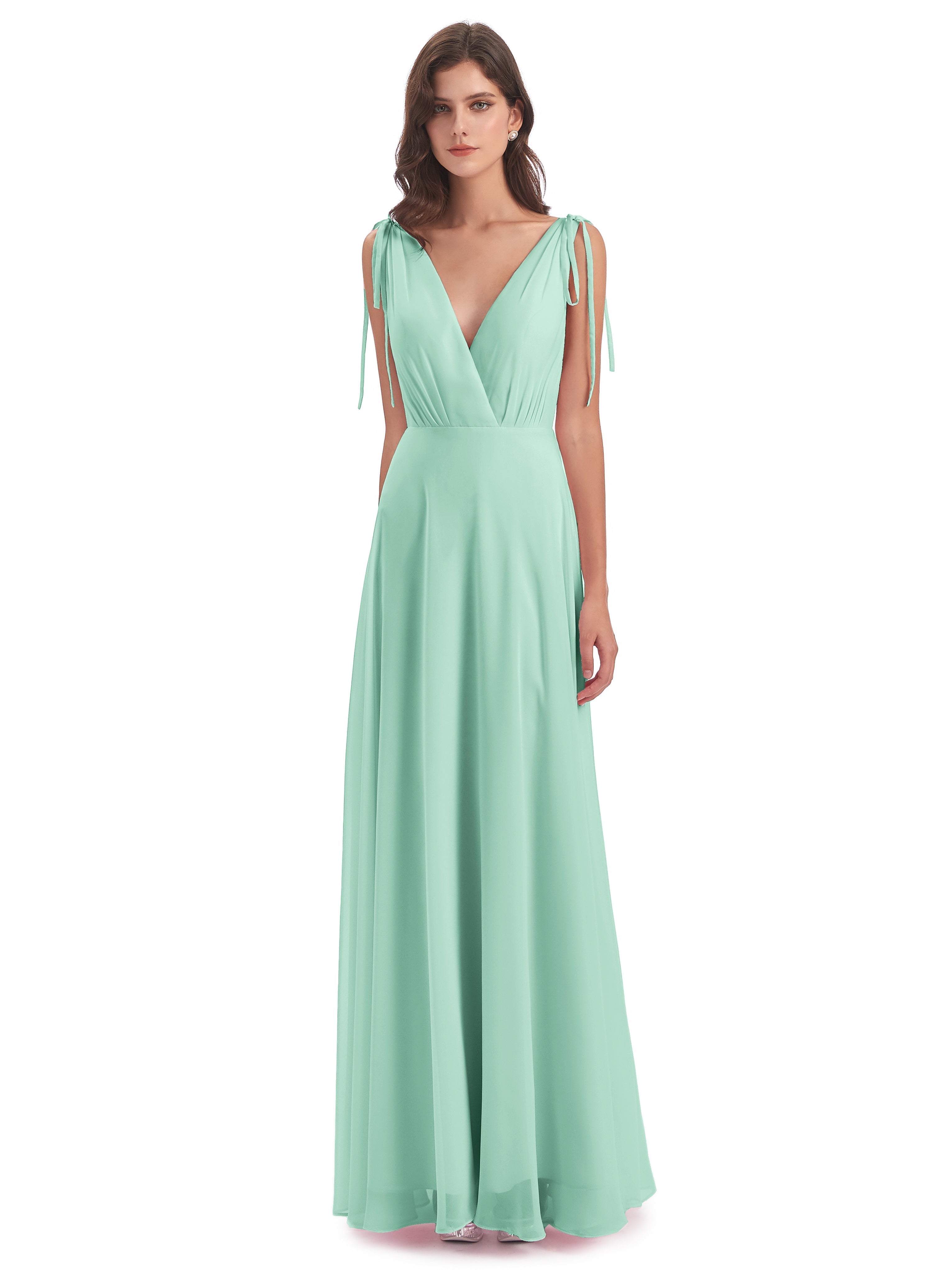 Robe Vert Menthe Demoiselle D Honneur Dos Nu Col V Robes Demoiselle D'Honneur